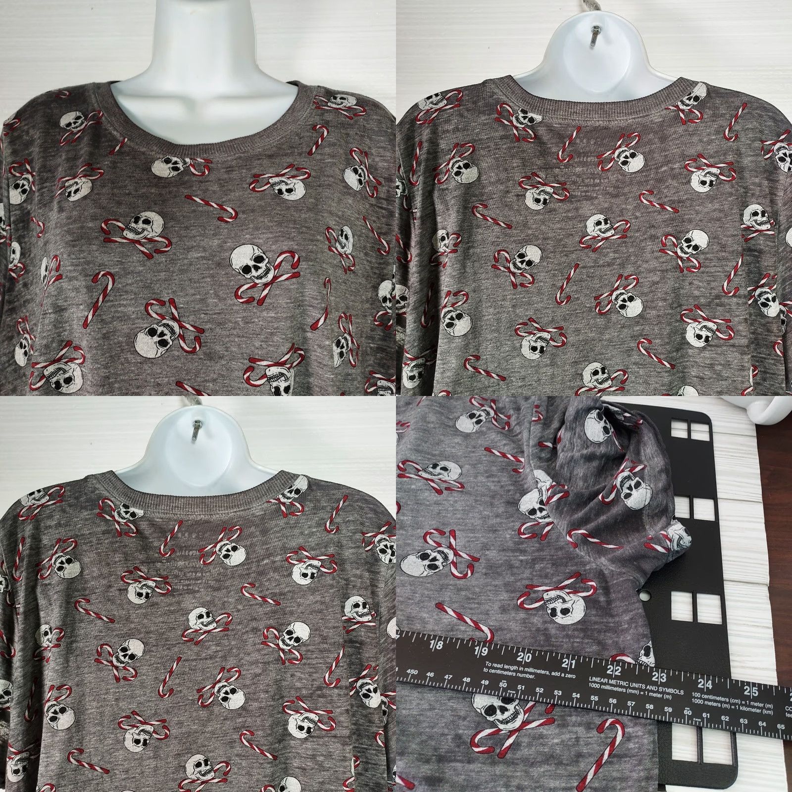 Torrid Torrid Plus Size 1X Grey Vintage Triblend Classic Fit Crew Tee Skull Candy Cane Shirt Women Size XL / US 12-14 / IT 48-50 - 8 Thumbnail