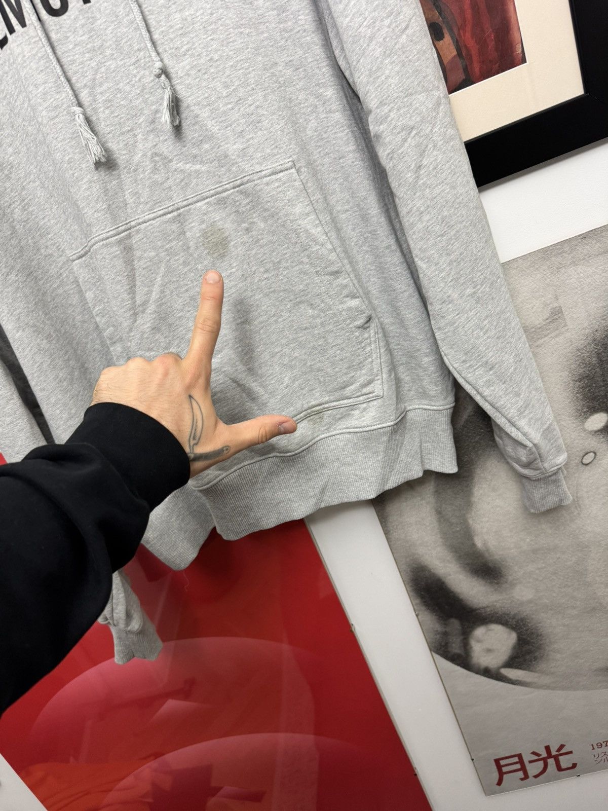 Helmut Lang Helmut Lang Logo Grey Hoodie Designer Rare Streetwear Size US L / EU 52-54 / 3 - 4 Thumbnail