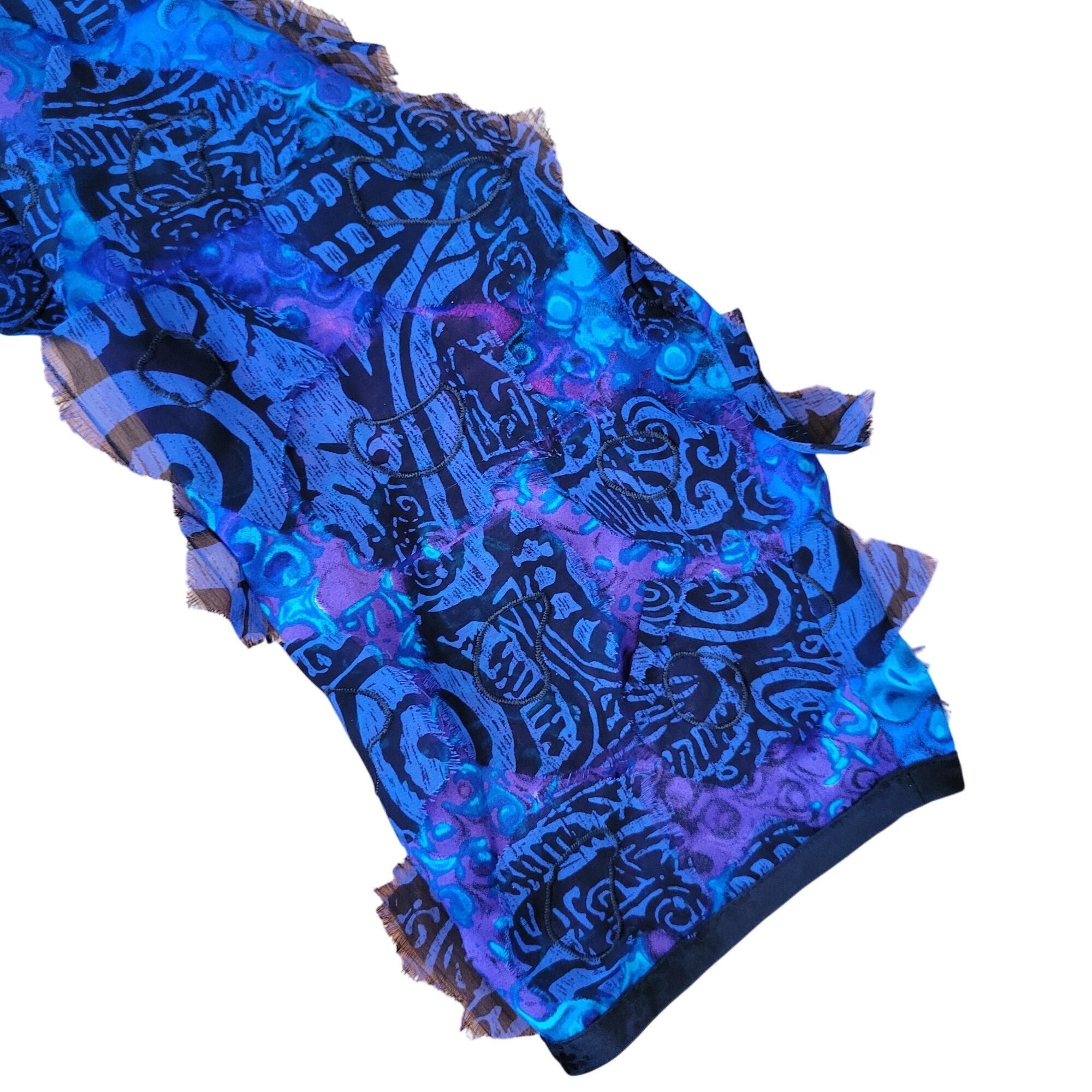Chicos Chicos 3 Silk Open Front Jacket Vibrant Blue Purple Floral L Size XL / US 12-14 / IT 48-50 - 6 Thumbnail