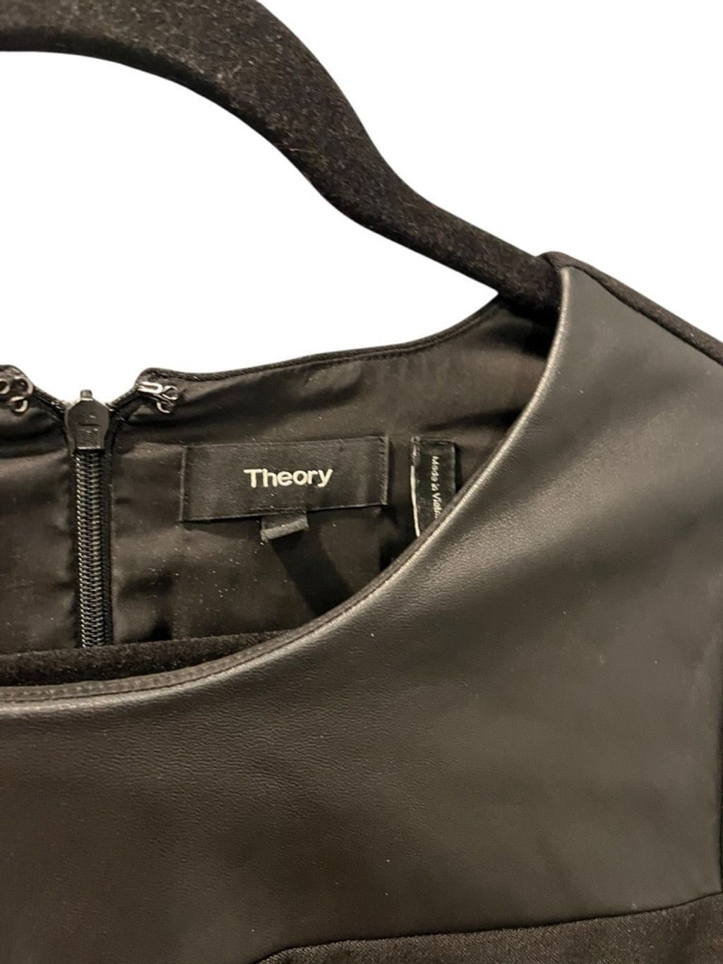 Theory Theory Ganiah Size 8 Wool Leather Black Dress Zip Up Work Size M / US 6-8 / IT 42-44 - 2 Thumbnail