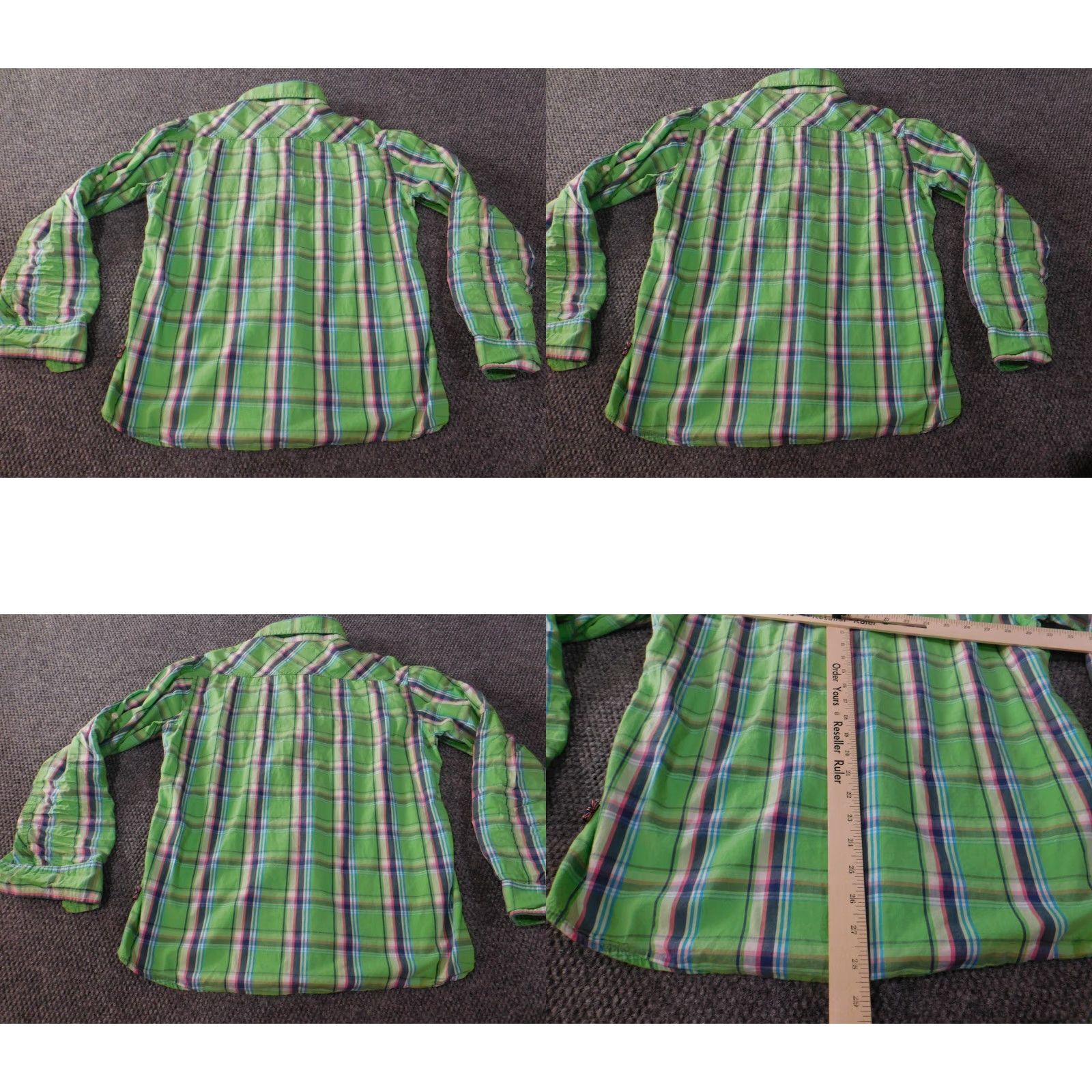 English Laundry Lions Crest English Laundry Mens Shirt Large Green Plaid Button-Down Short Sleeve Collared Knit Cotton Button-Up Mens Regular” Size US L / EU 52-54 / 3 - 8 Thumbnail