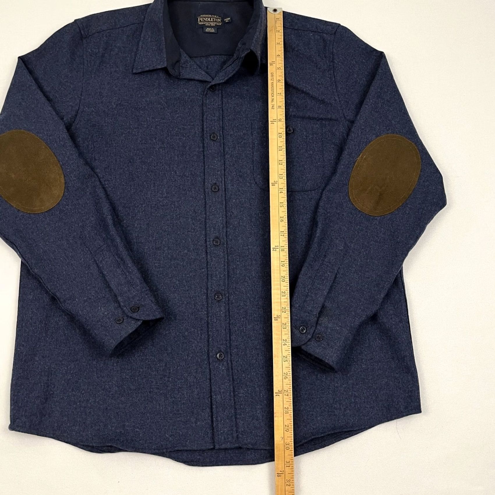 Pendleton Pendleton Trail Shirt Mens XL Fitted Blue Wool Suede Elbow Patch Western Hiking Size US XL / EU 56 / 4 - 4 Thumbnail