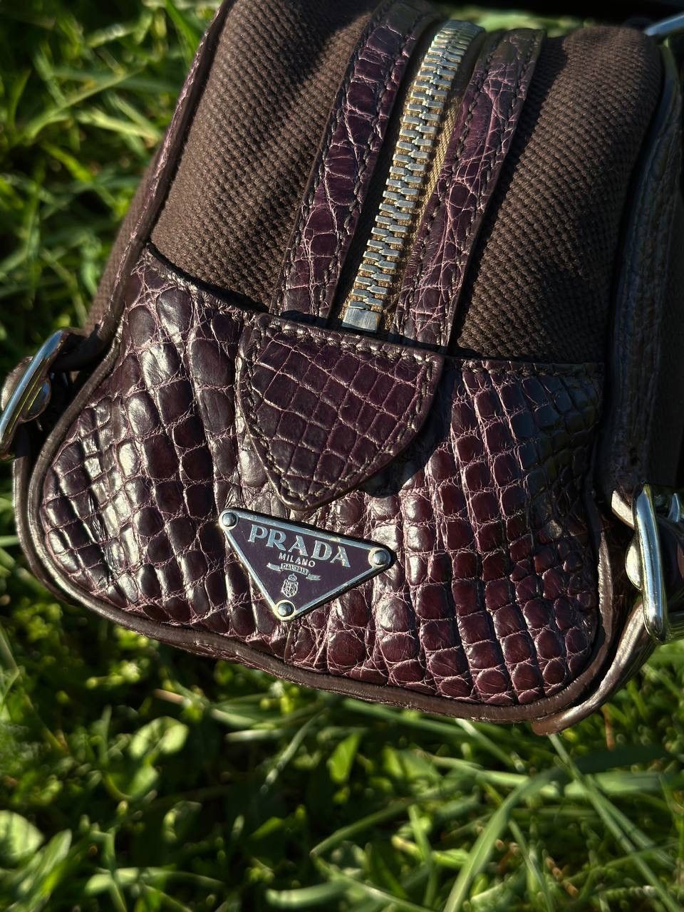 Prada Rare Bag - Prada Bowling crocodile Handbag Purple - Vintage Size ONE SIZE - 2 Thumbnail