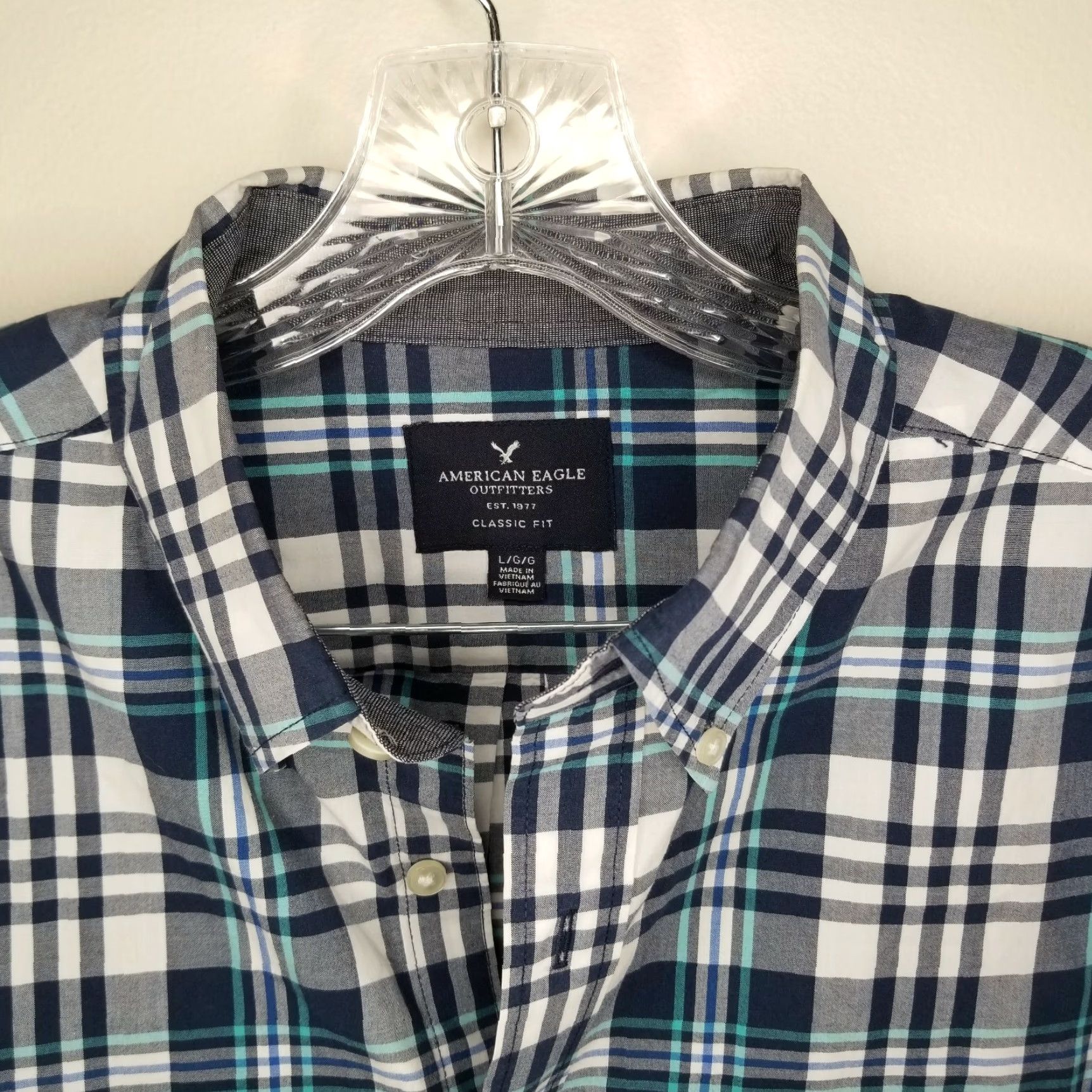 American Eagle Outfitters American Eagle Mens Button-Up Shirt Long Sleeve Plaid Blue Size L Classic Fit Men Size US L / EU 52-54 / 3 - 3 Thumbnail