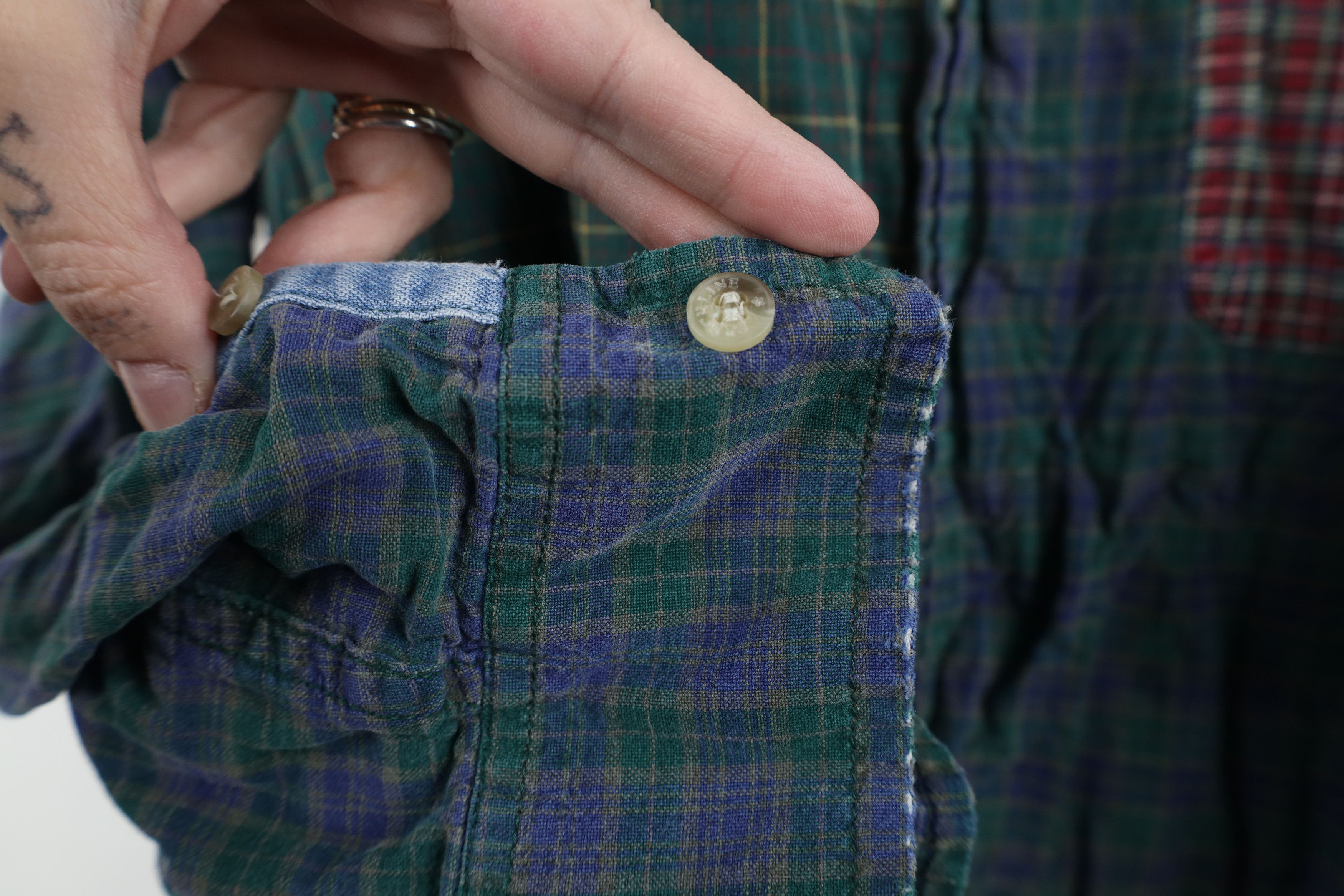 Vintage Vintage 90s Streetwear Cut and Sew Flannel Button Down Shirt Size US M / EU 48-50 / 2 - 9 Thumbnail