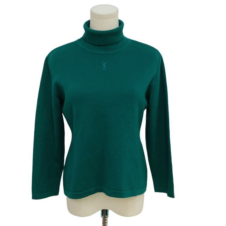 Saint Laurent Paris Saint Laurent Green Wool Turtleneck Sweater Size M Size US M / EU 48-50 / 2 - 1 Thumbnail