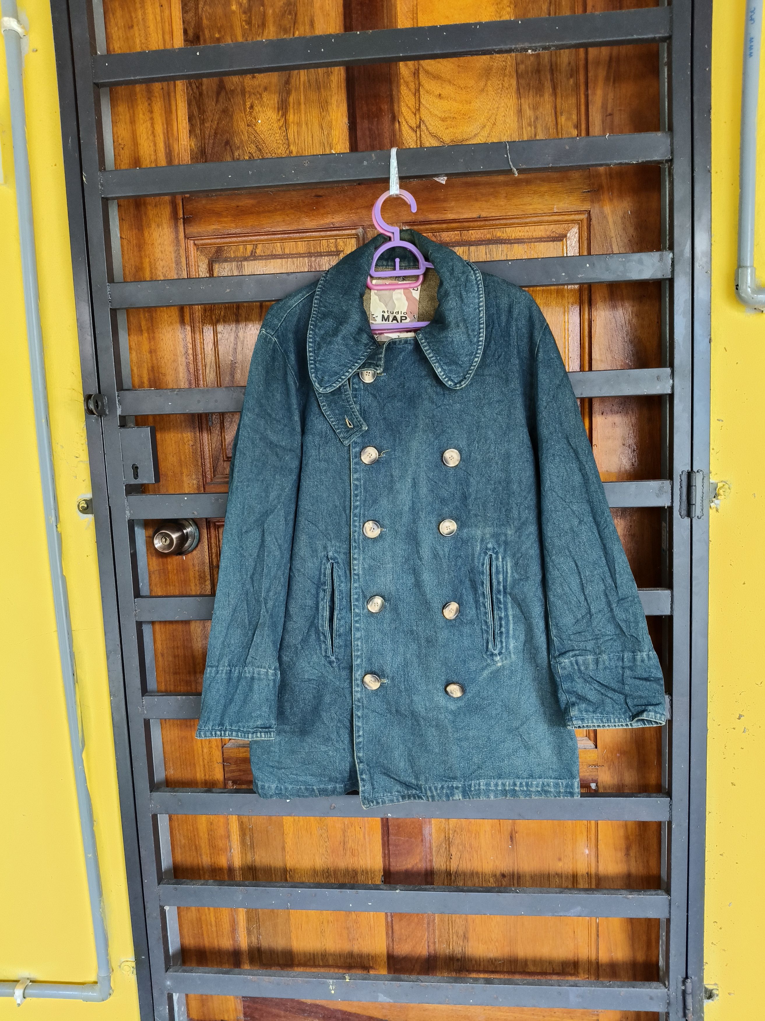 Japanese Brand × Vintage Vintage Studio Map Denim long jacket Size M / US 6-8 / IT 42-44 - 1 Thumbnail