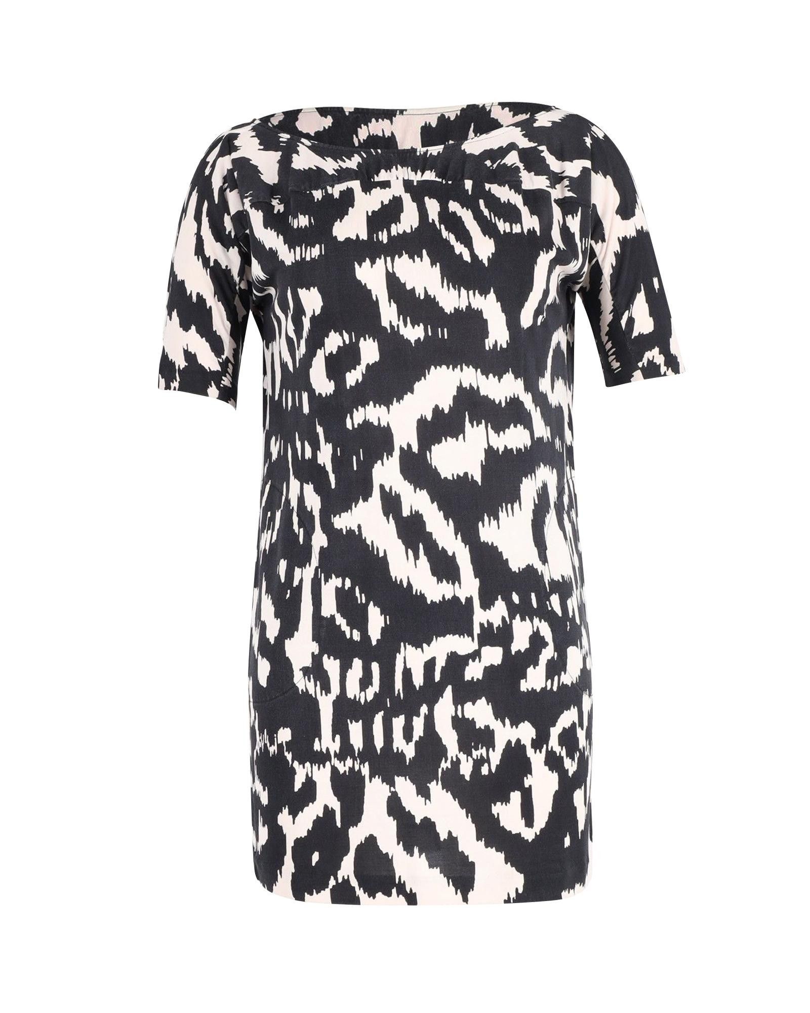 image of Diane Von Furstenberg Zebra Print Silk Shift Dress With Bateau Neckline, Women's (Size Medium)