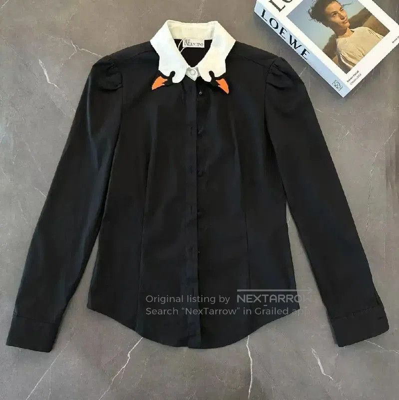 Valentino Valentino Black Cotton Blend Women's Shirt . Size XXS / US 00 / IT 34 - 1 Thumbnail