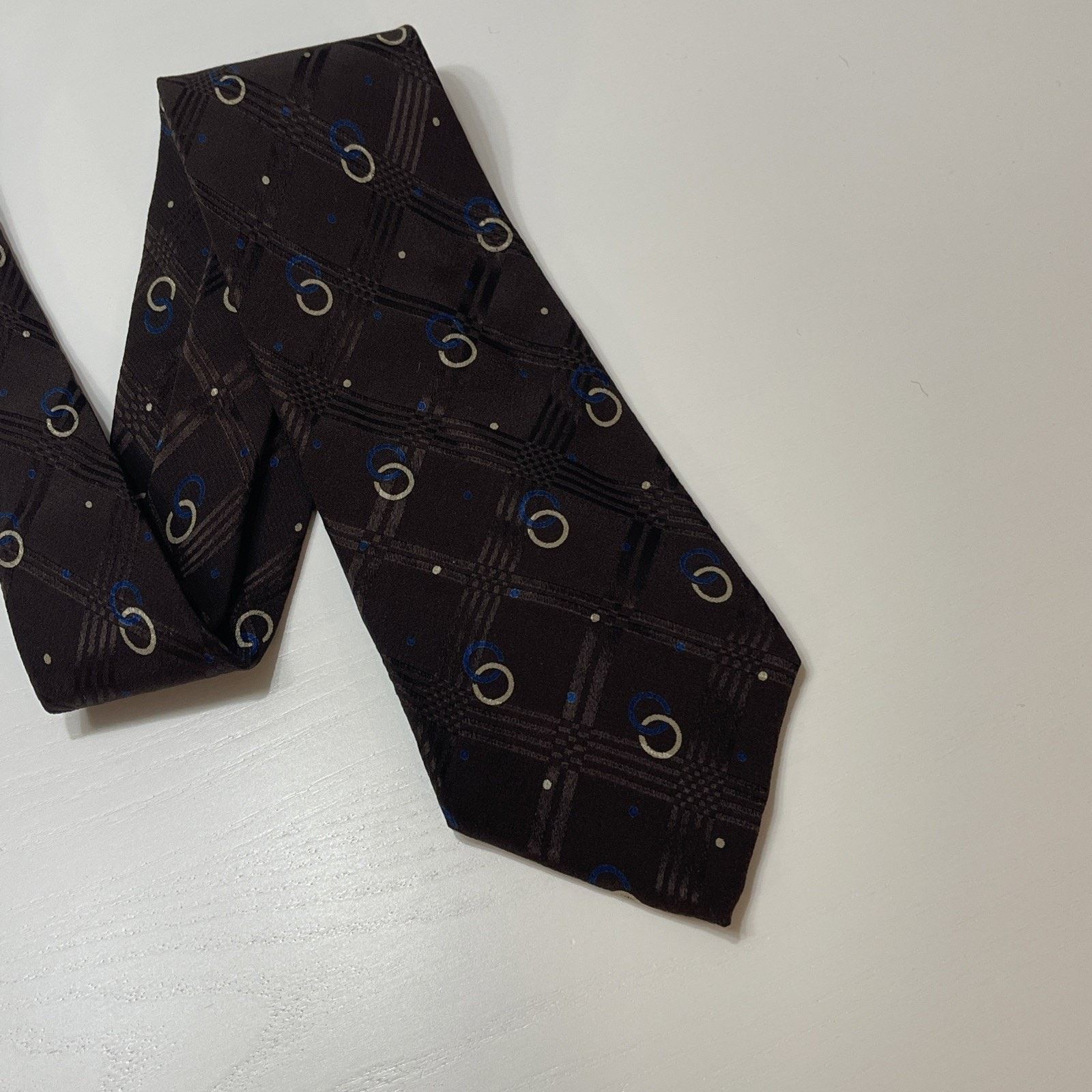 Polo Ralph Lauren POLO Ralph Lauren 100% Silk Handmade Necktie Brown w/ Blue Size ONE SIZE - 2 Thumbnail