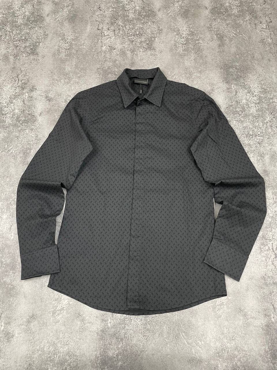 Armani Emporio Armani Men Cotton Shirt Slim Fit Pattern Grey Size US S / EU 44-46 / 1 - 1 Thumbnail