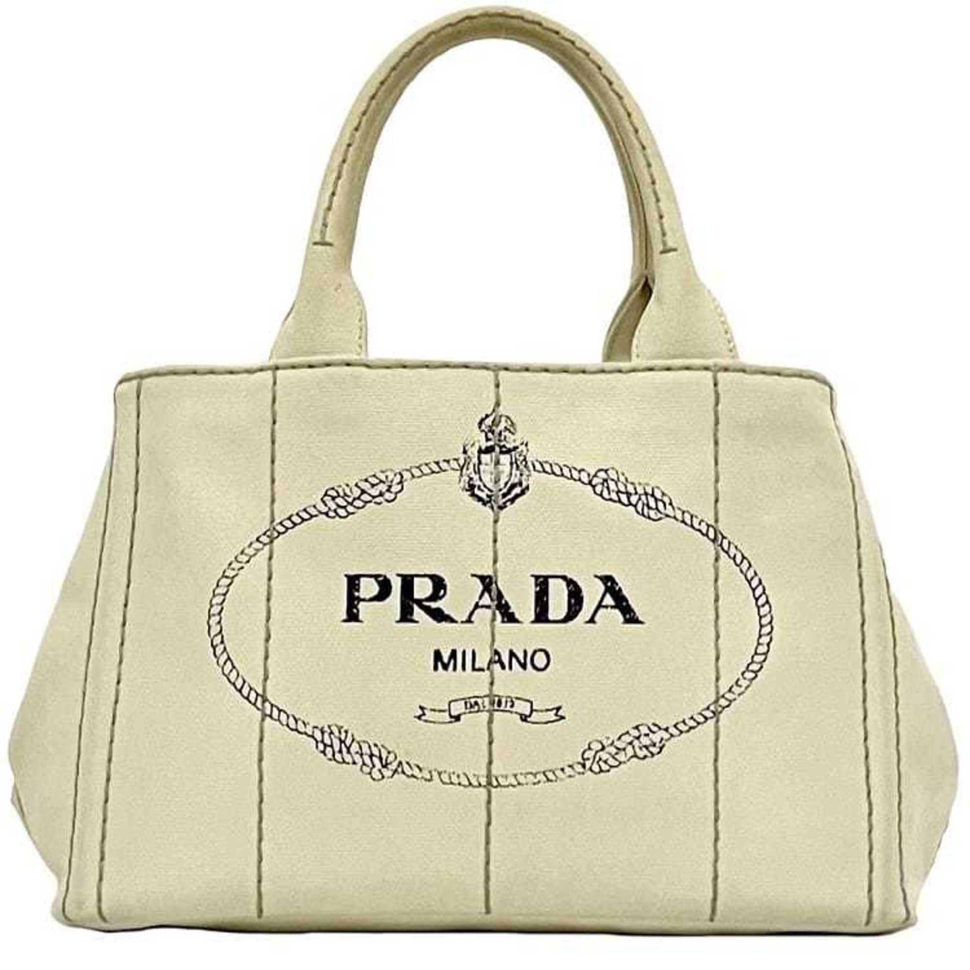 Prada Tote Bag Canapa F-23286 Ivory White 1Bg439 Canvas 204 Prada Handbag Stitch Women Men Print in Beige
