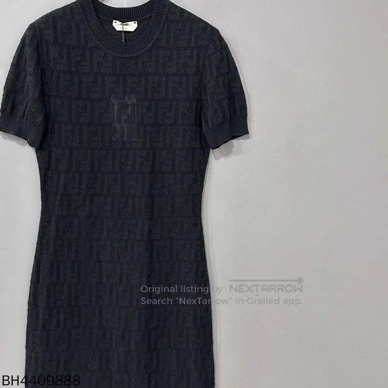 Fendi Maxi dress with openwork floral embroidery