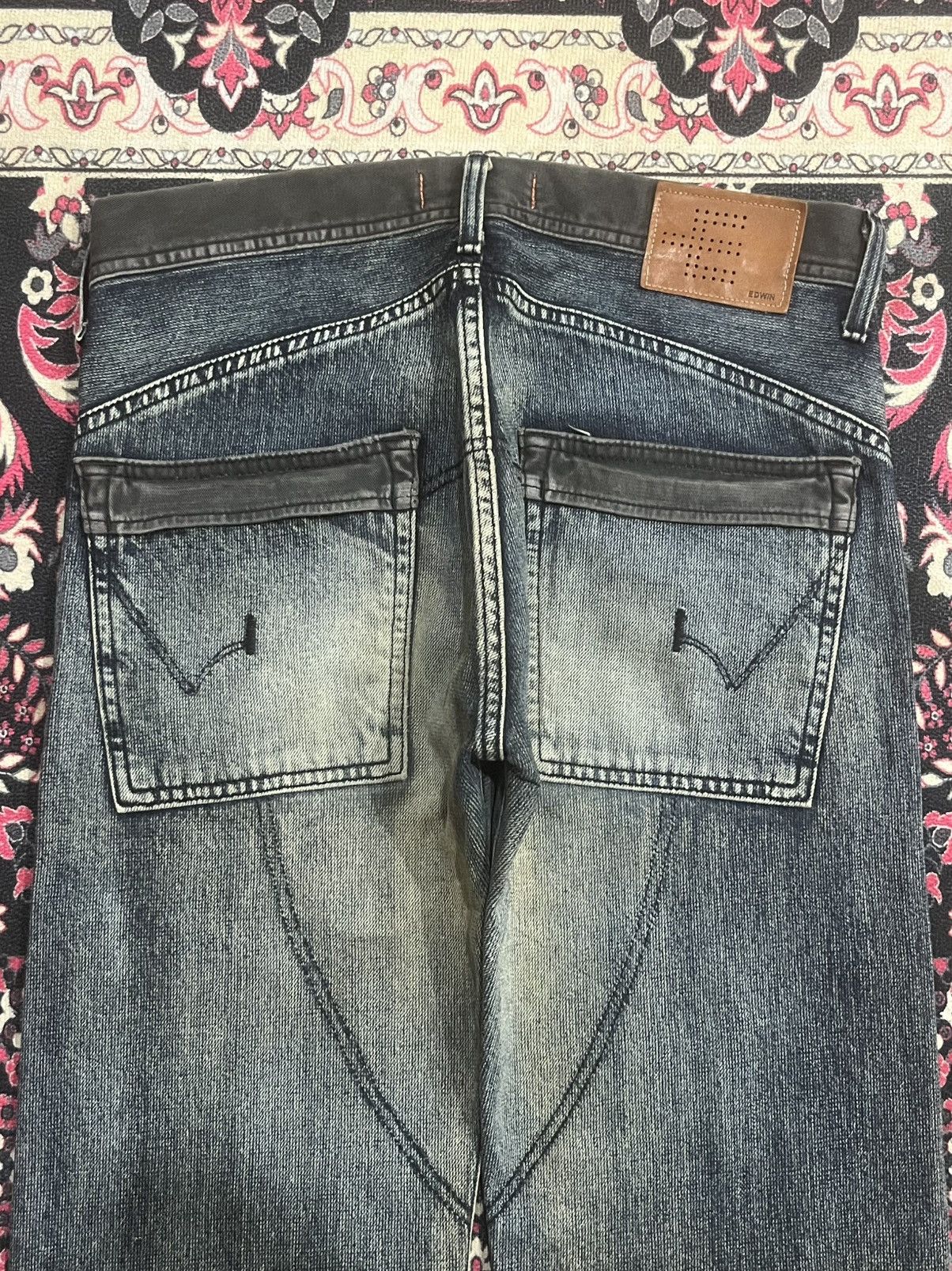 Le Grande Bleu (L.G.B.) Vintage Edwin E Function Cyberobotic Dark Mud Washed Jeans Size US 29 - 8 Thumbnail