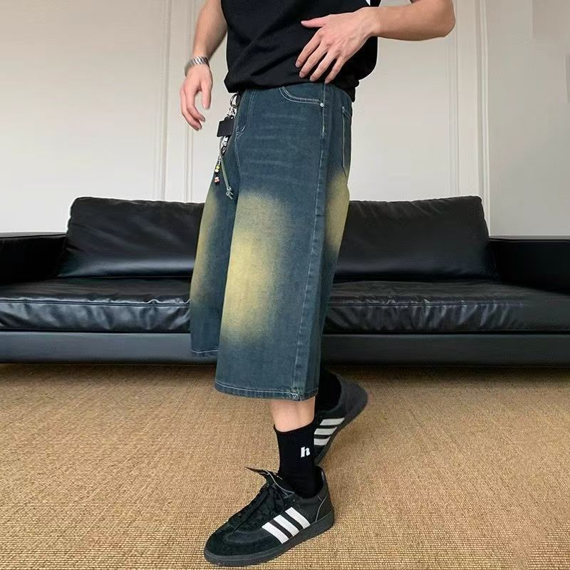 Jean Blue street washed vintage distressed denim shorts Size US 32 / EU 48 - 4 Thumbnail