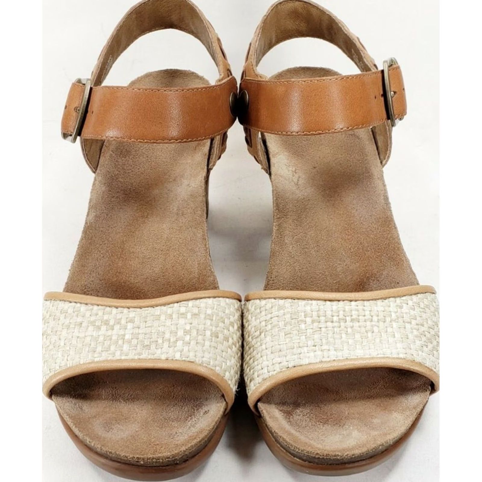Dansko Dansko Ankle Strap Heeled Sandal Women's 9.5 Brown Leather Wicker 3" Heel XS/Size 9.5 M Open Toe Buckle Comfort Casual Dress Women Size US 10 / IT 40 - 3 Thumbnail