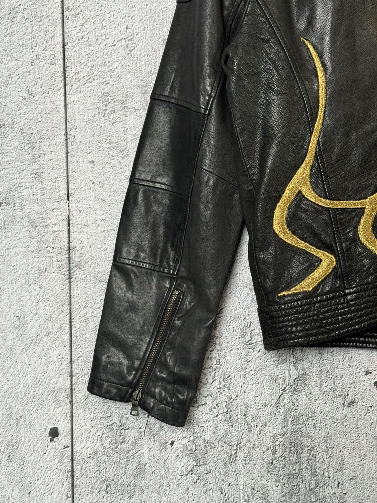 Wilsons Leather Vintage Wilsons Leather Black Biker Jacket Embroidered Flame Size US S / EU 44-46 / 1 - 8 Thumbnail