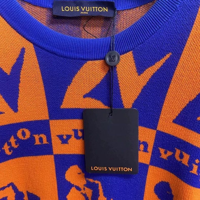 Louis Vuitton louis vuitton Orange Pied Piper print logo knit short sleev Size US XL / EU 56 / 4 - 4 Thumbnail
