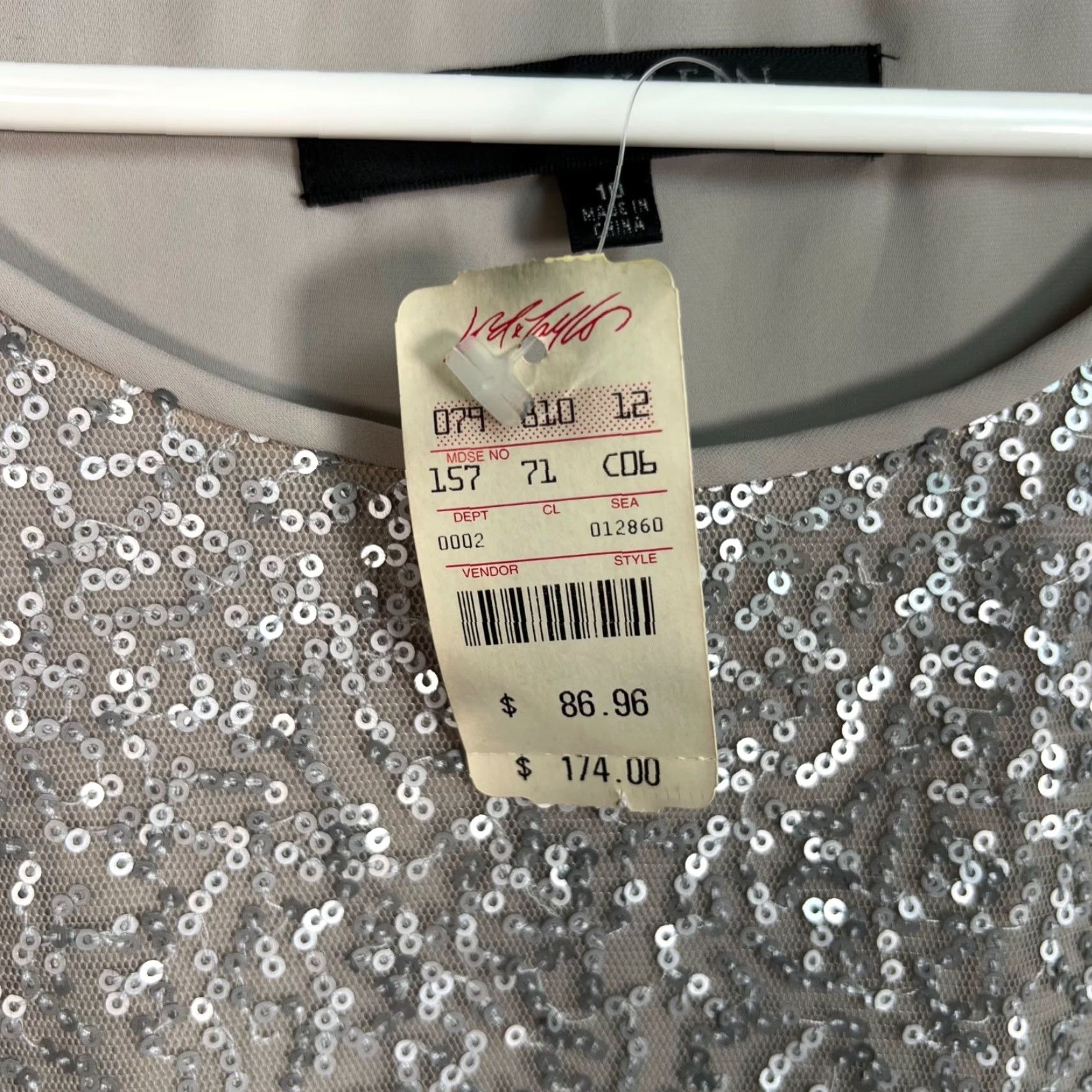 Anne Klein Anne Klein Tank Womens Size 10 Silver Sequin Sleeveless NEW Size L / US 10 / IT 46 - 6 Thumbnail