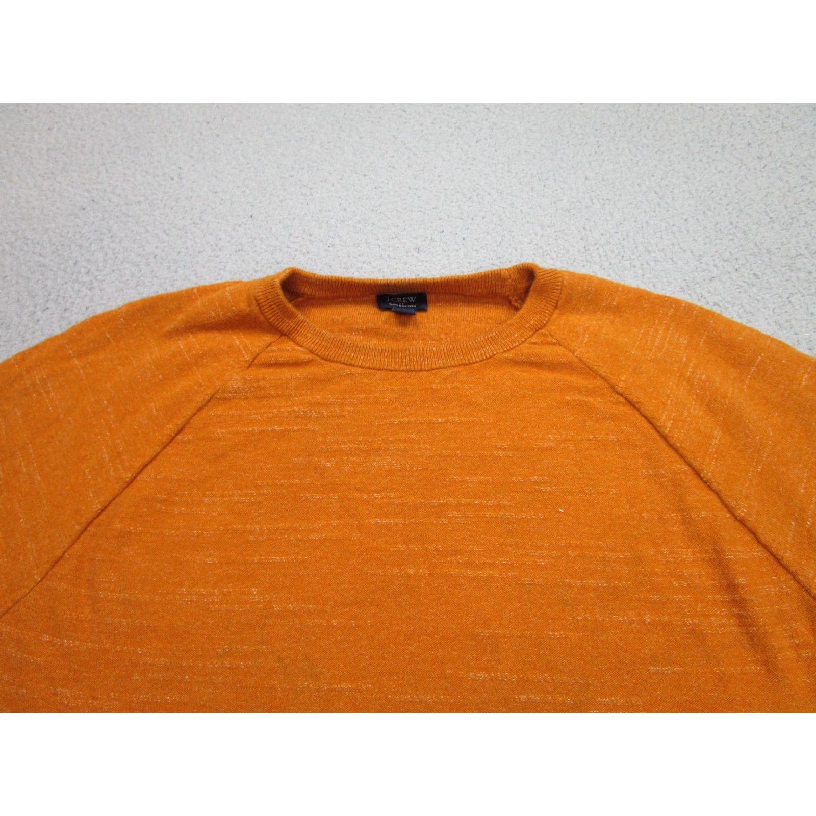 J.Crew J.CREW Sweater Mens L Orange 100% Cotton Crewneck Raglan Slub Knit Pullover Size US L / EU 52-54 / 3 - 2 Thumbnail