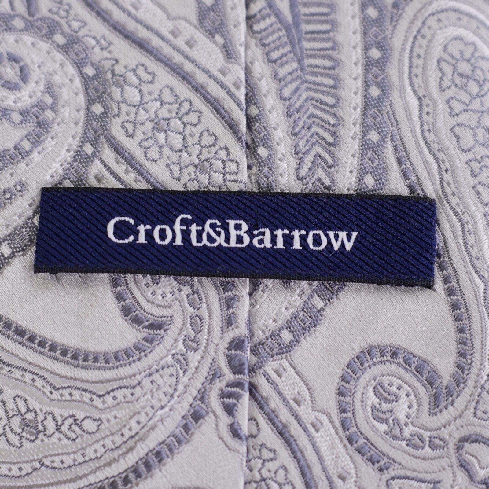Croft & Barrow Croft & Barrow White Gray Woven Paisley Silk Tie Size ONE SIZE - 3 Thumbnail