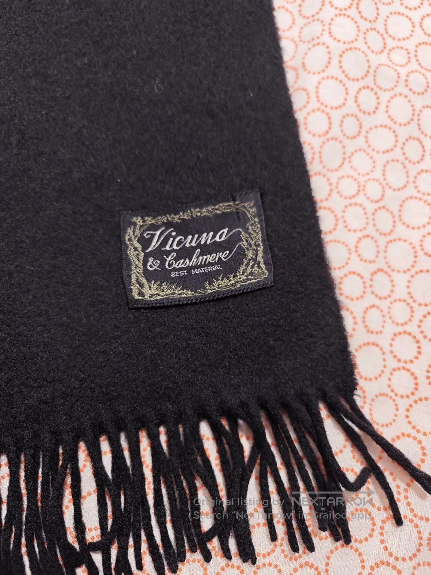 Japanese Brand Black Vicuna Cashmere Blend Scarf. Size ONE SIZE - 2 Thumbnail