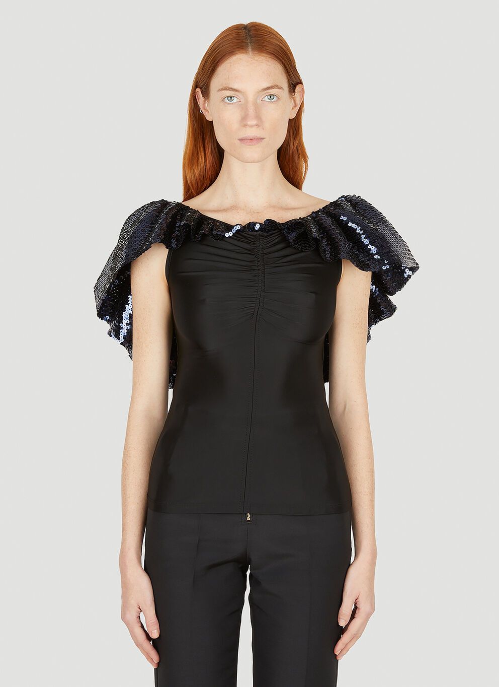 image of Paco Rabanne Sequin Shrug Top in Black, Women's (Size XS)