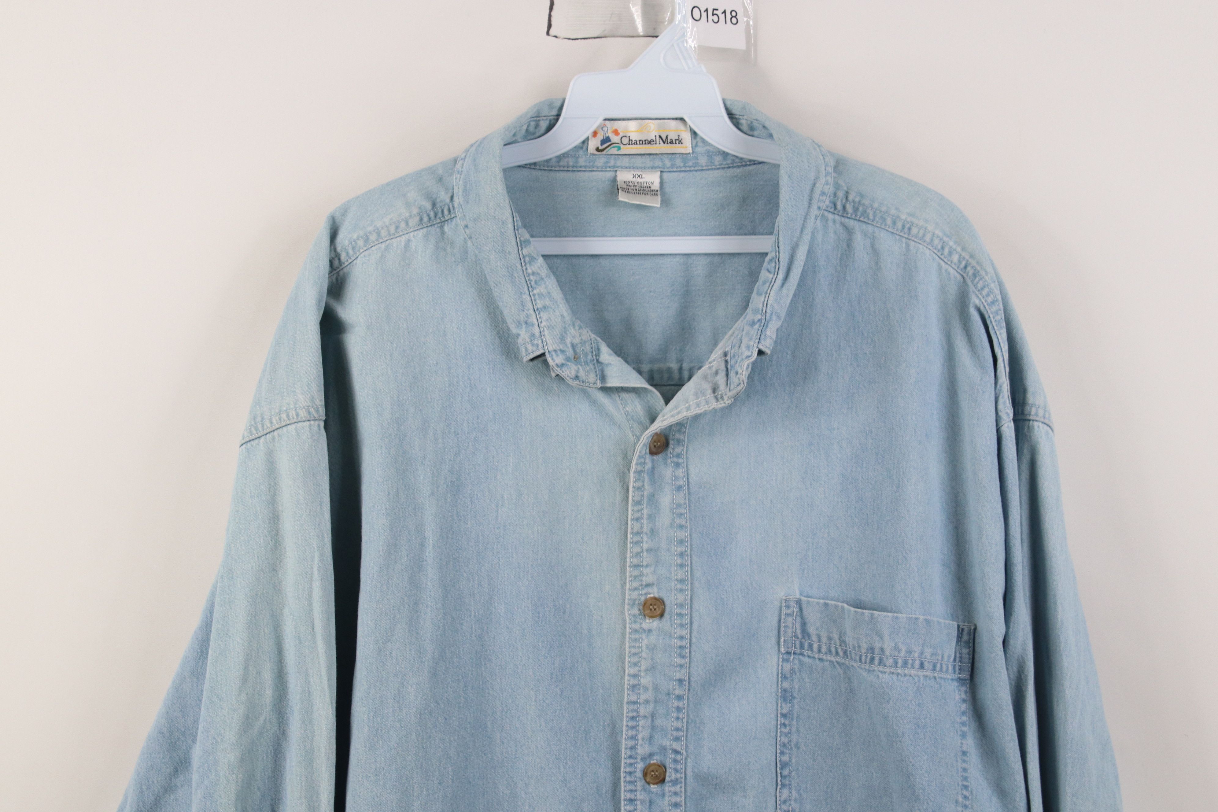 Vintage Vintage 90s Streetwear Collared Denim Jean Button Down Shirt Size US XXL / EU 58 / 5 - 2 Thumbnail
