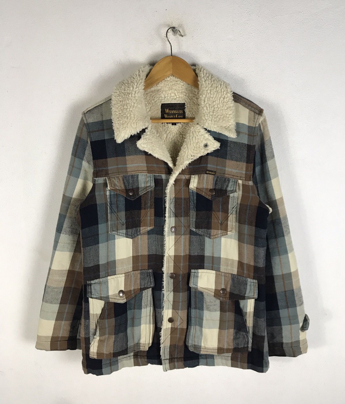 1980s Vintage Sherpa Plaid Jacket Size L | Old School store Unisex Flannel Faux Fur Jacket