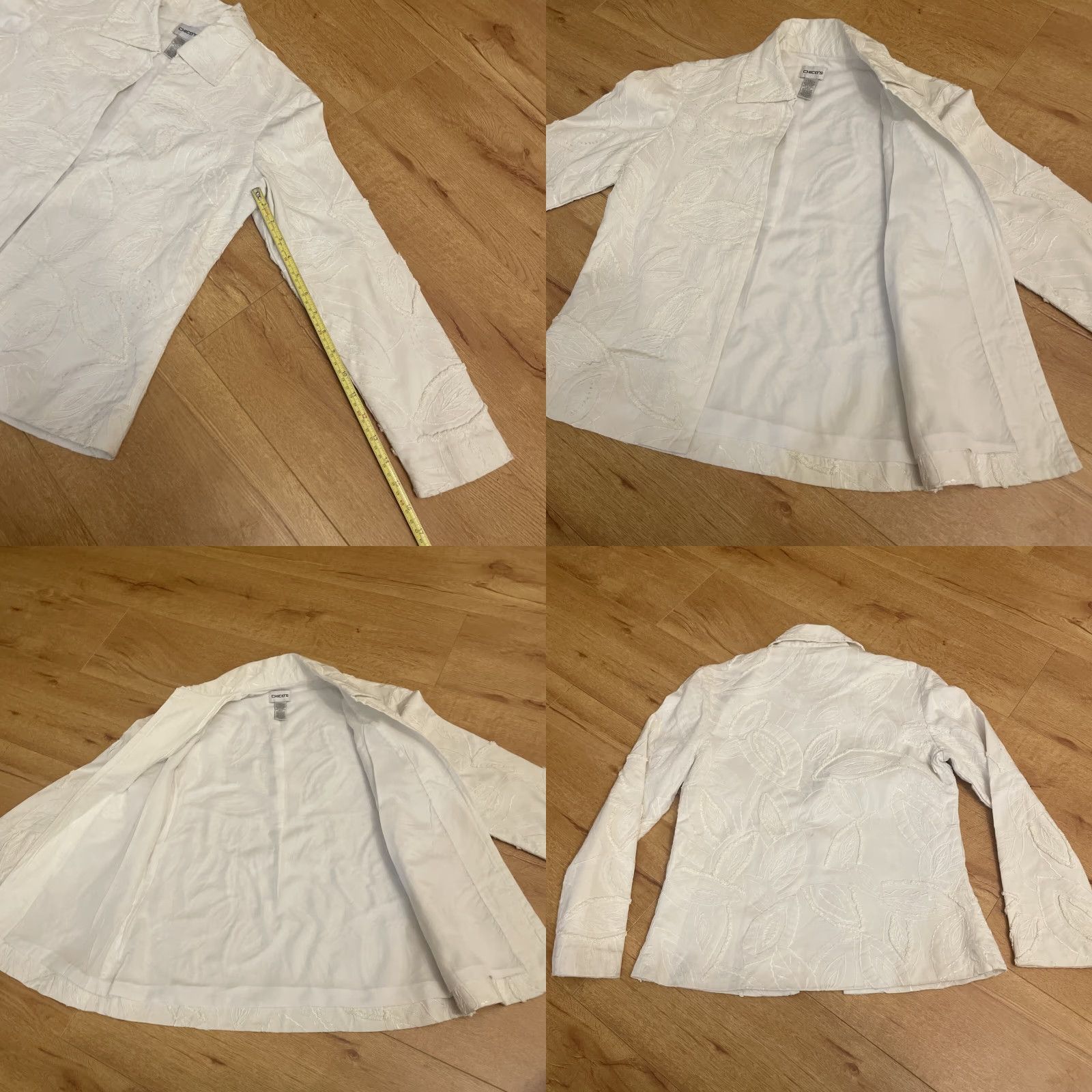 Vintage VINTAGE Chico’s Blazer Jacket Floral Embroidery Leaf Botanical Ivory S Women Size S VTG Size S / US 4 / IT 40 - 8 Thumbnail