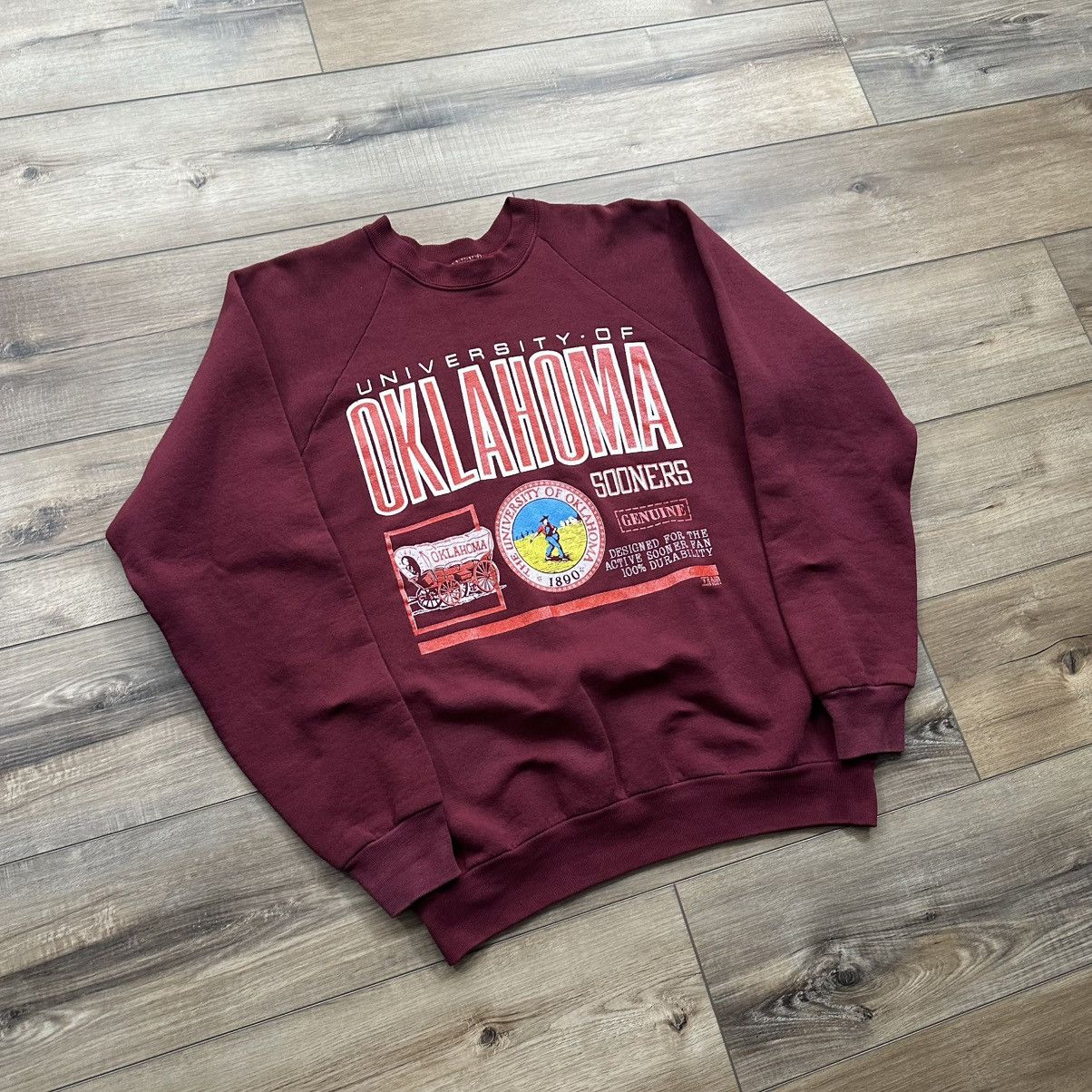 Fruit Of The Loom Vintage 90s Oklahoma Sooners Made in USA Spellout Crewneck Size US M / EU 48-50 / 2 - 2 Thumbnail