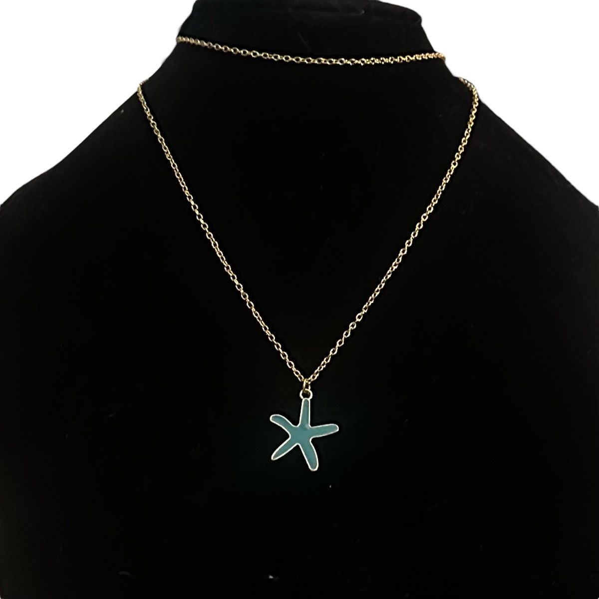 Other Long gold tone enamel turquoise starfish pendant necklace Size ONE SIZE - 1 Thumbnail
