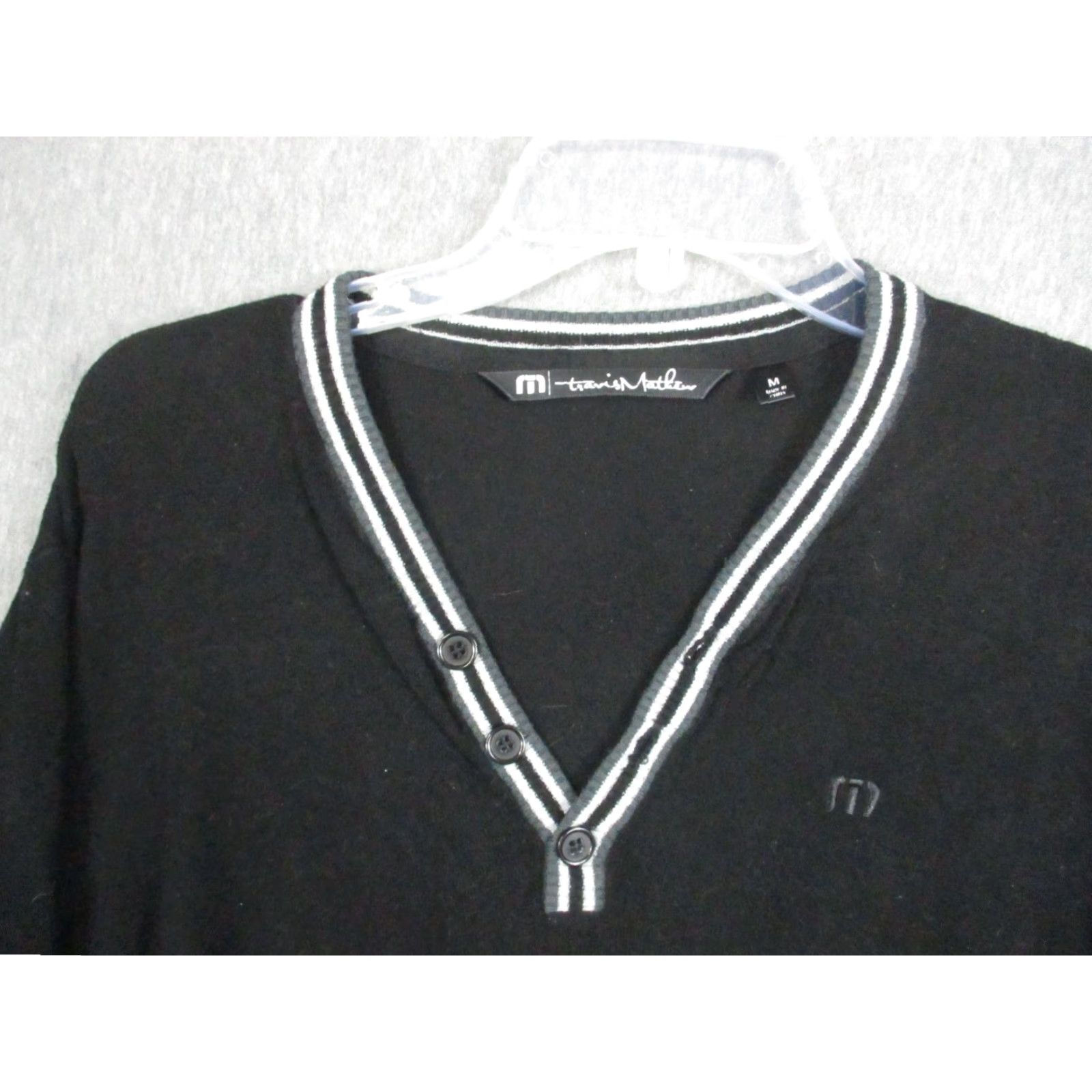 TravisMathew Travis Mathew Sweater Men M Black V Neck Button Striped Trim Golf Size US M / EU 48-50 / 2 - 3 Thumbnail