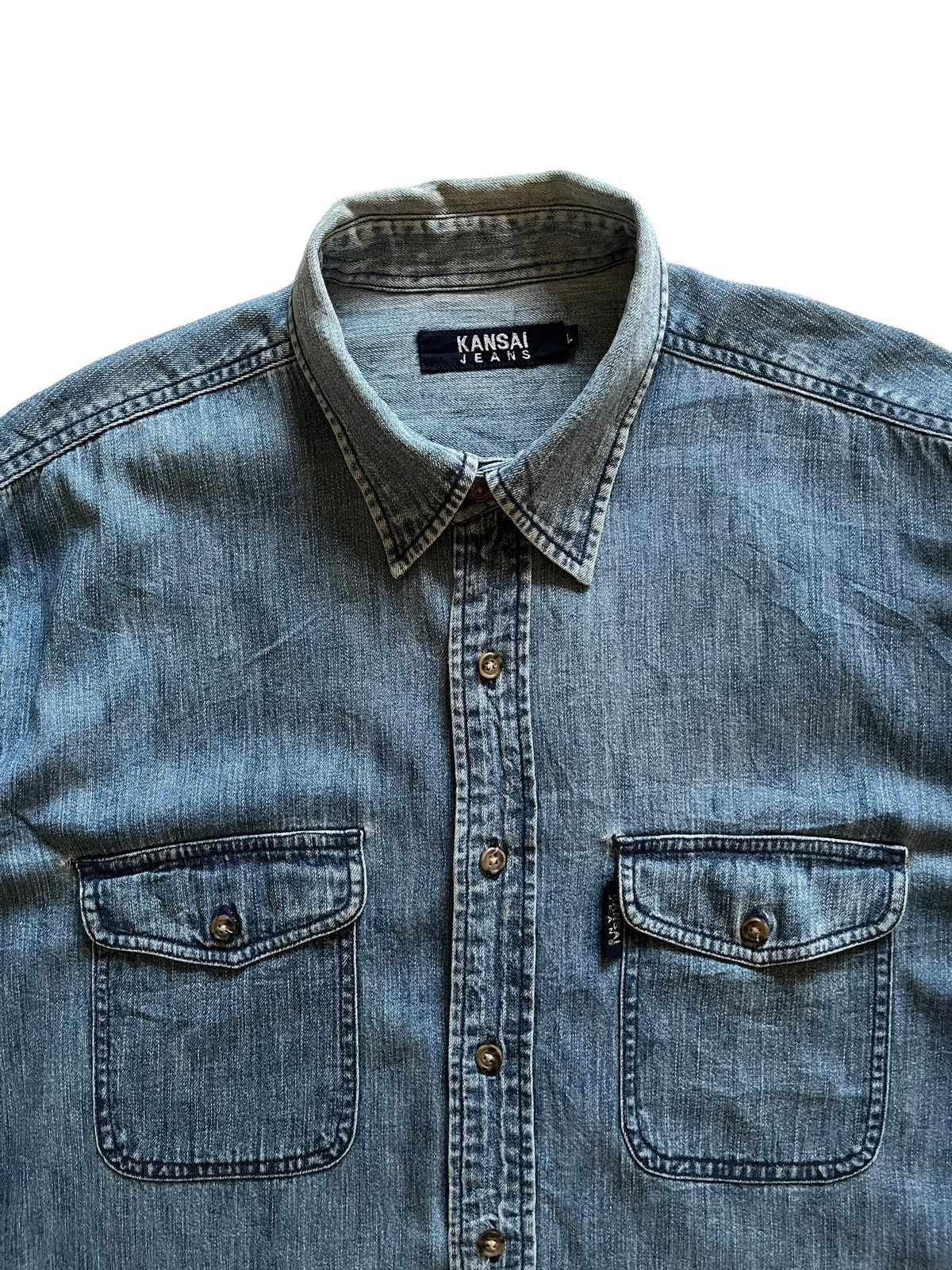 Kansai Yamamoto SALES🔥Vintage Kansai Jeans Button Ups Denim Size US L / EU 52-54 / 3 - 4 Thumbnail