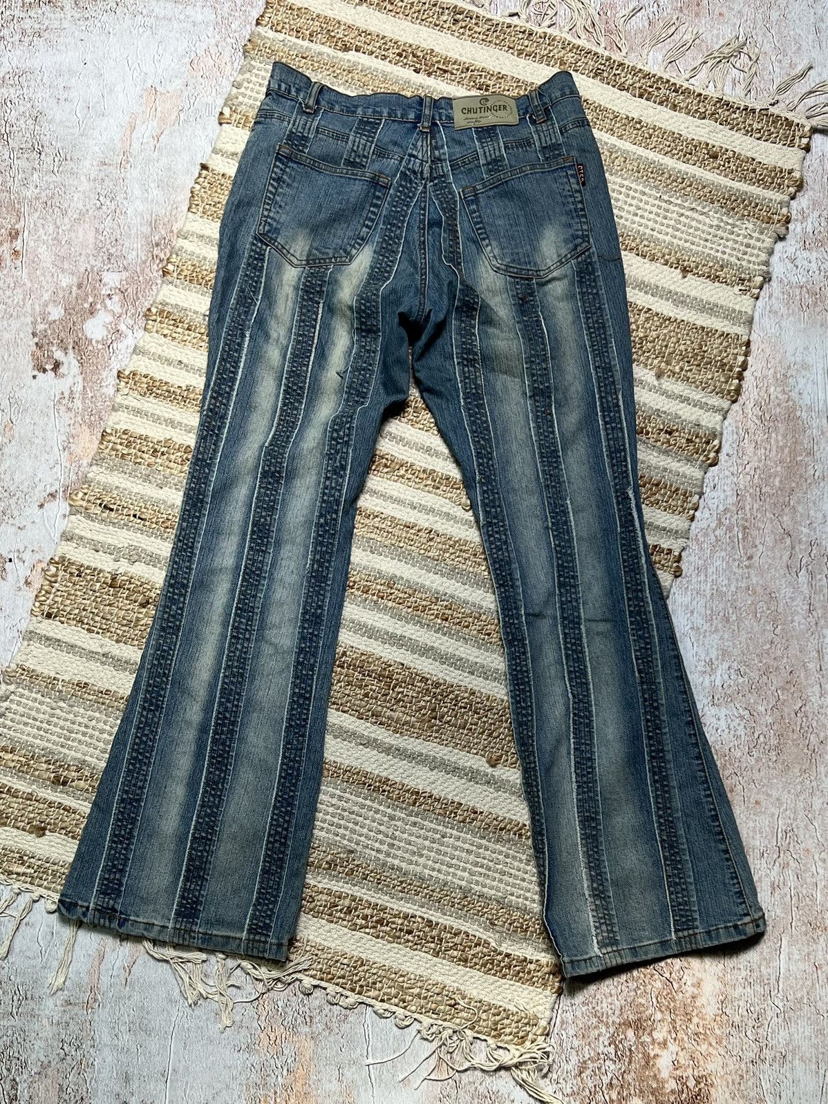 Japanese Brand Vintage Japanese patch work flare jeans Size US 30 / EU 46 - 5 Thumbnail