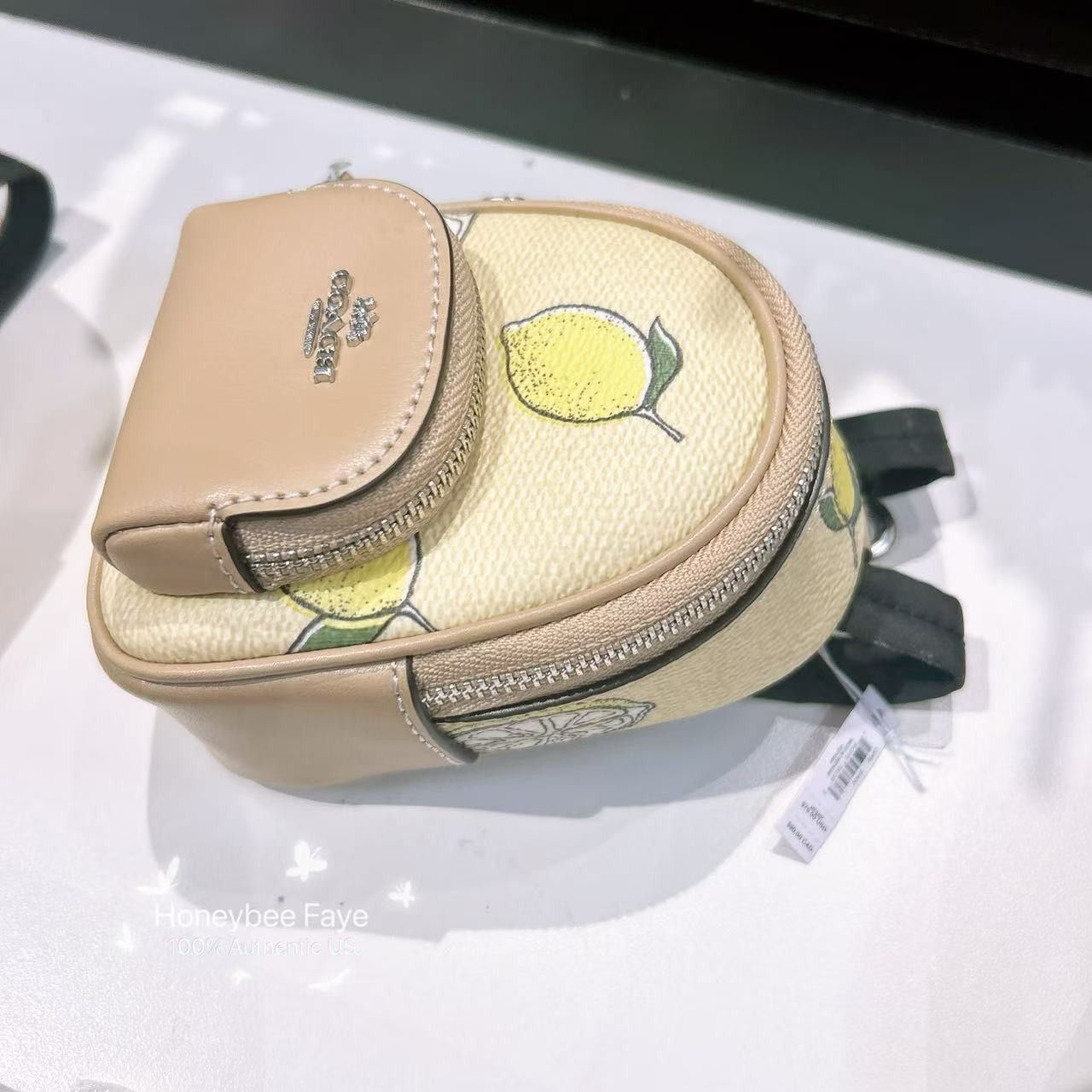 Coach Mini Court Backpack Bag Charm With Lemon Print CAP03 Size ONE SIZE - 2 Thumbnail