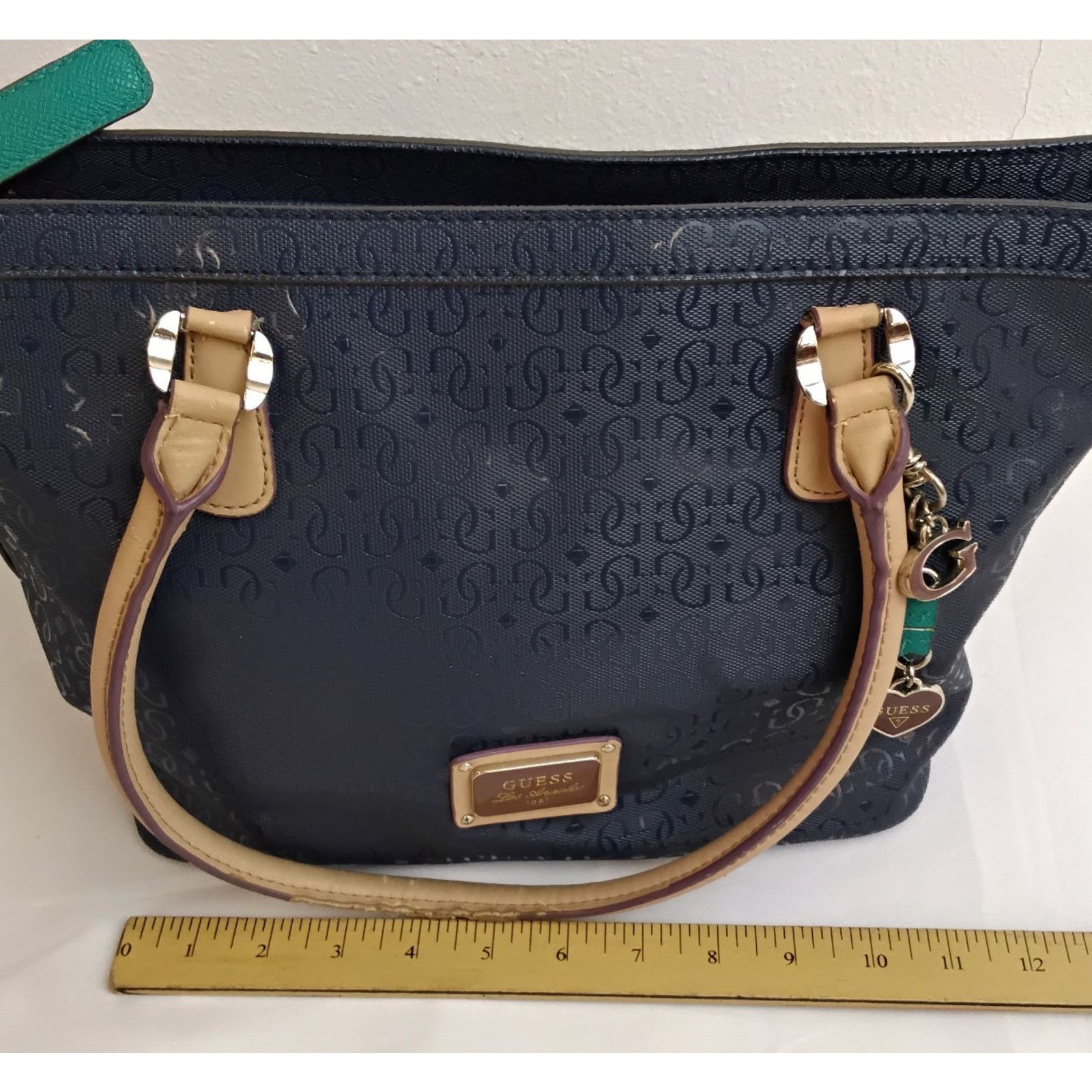 Guess Guess 1981 Los Angeles Tote Handbag Blue Embossed Size ONE SIZE - 16 Thumbnail