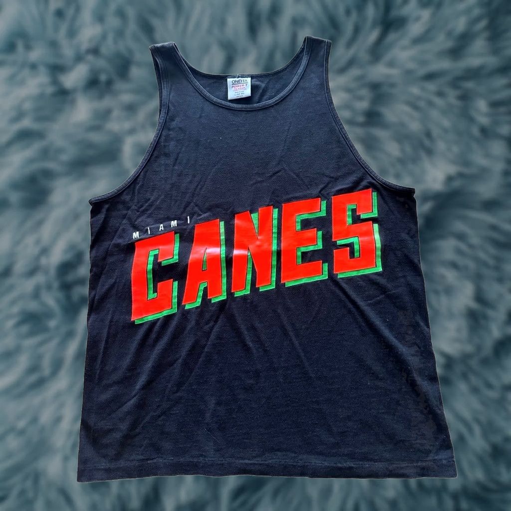 Vintage VINTAGE University Of Miami Hurricanes Tank Top Size L Black 90s Made In USA Oneita Size US L / EU 52-54 / 3 - 1 Thumbnail