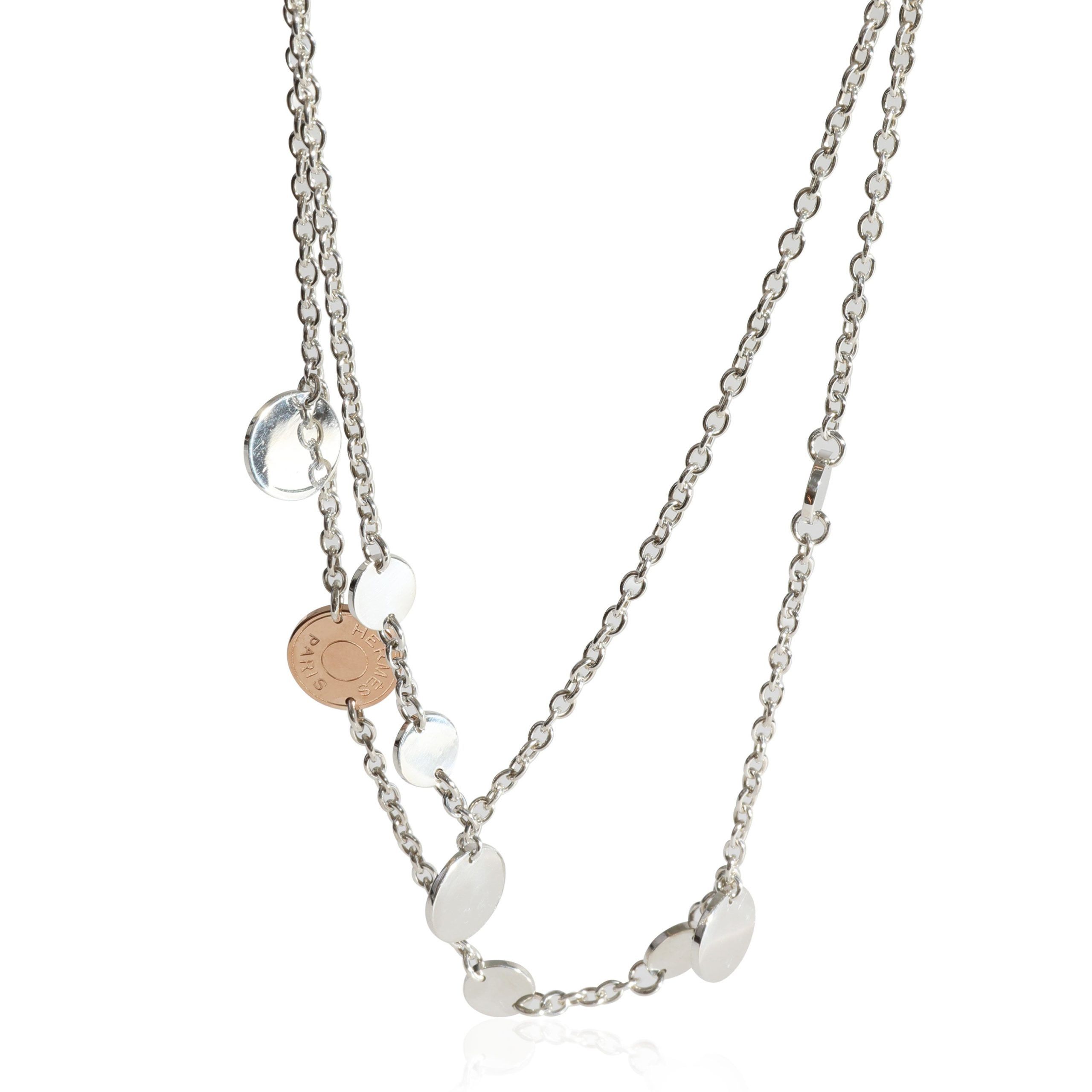 image of Hermes Confettis Necklace In 18K Pink Gold/sterling Silver, Women's