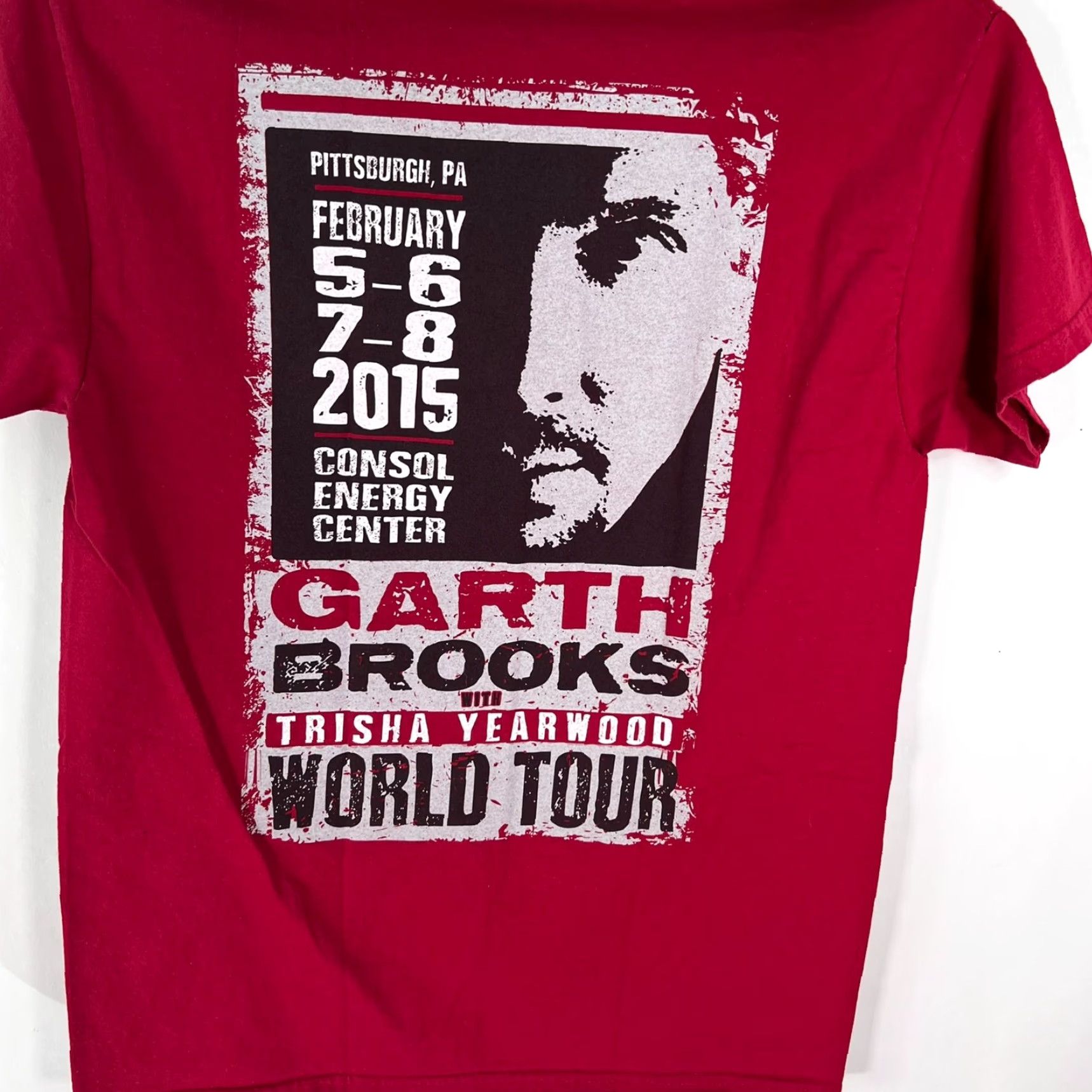 Gildan Garth Brooks World Tour 2015 Pittsburg PA Men's Graphic Print Red T-Shirt M Gildan Vintage Graphic Print Shirt Men Red Size US M / EU 48-50 / 2 - 4 Thumbnail