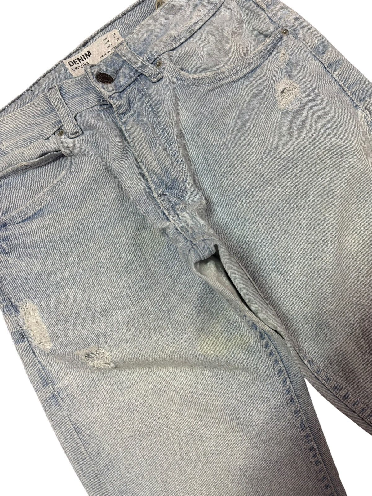 Bershka Vtg Bershka Blue Washed Distressed Jeans Size 28" / US 6 / IT 42 - 5 Thumbnail