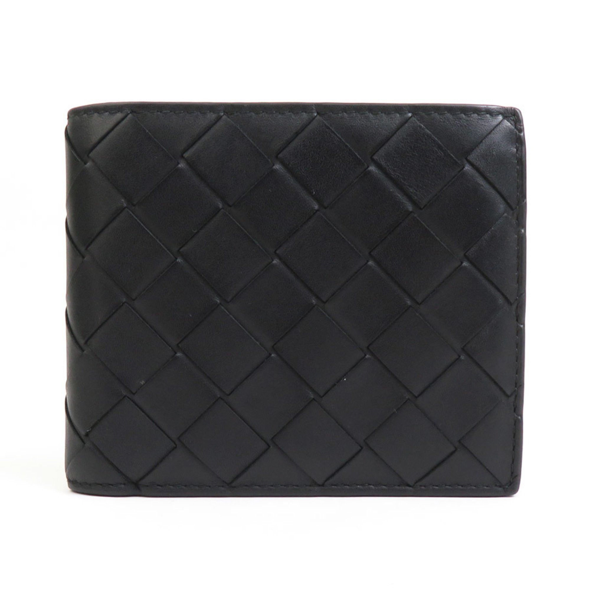 Bottega Veneta BOTTEGA VENETA Bi-fold Wallet Intrecciato Leather Black Men's Women's H30623K Size ONE SIZE - 1 Thumbnail