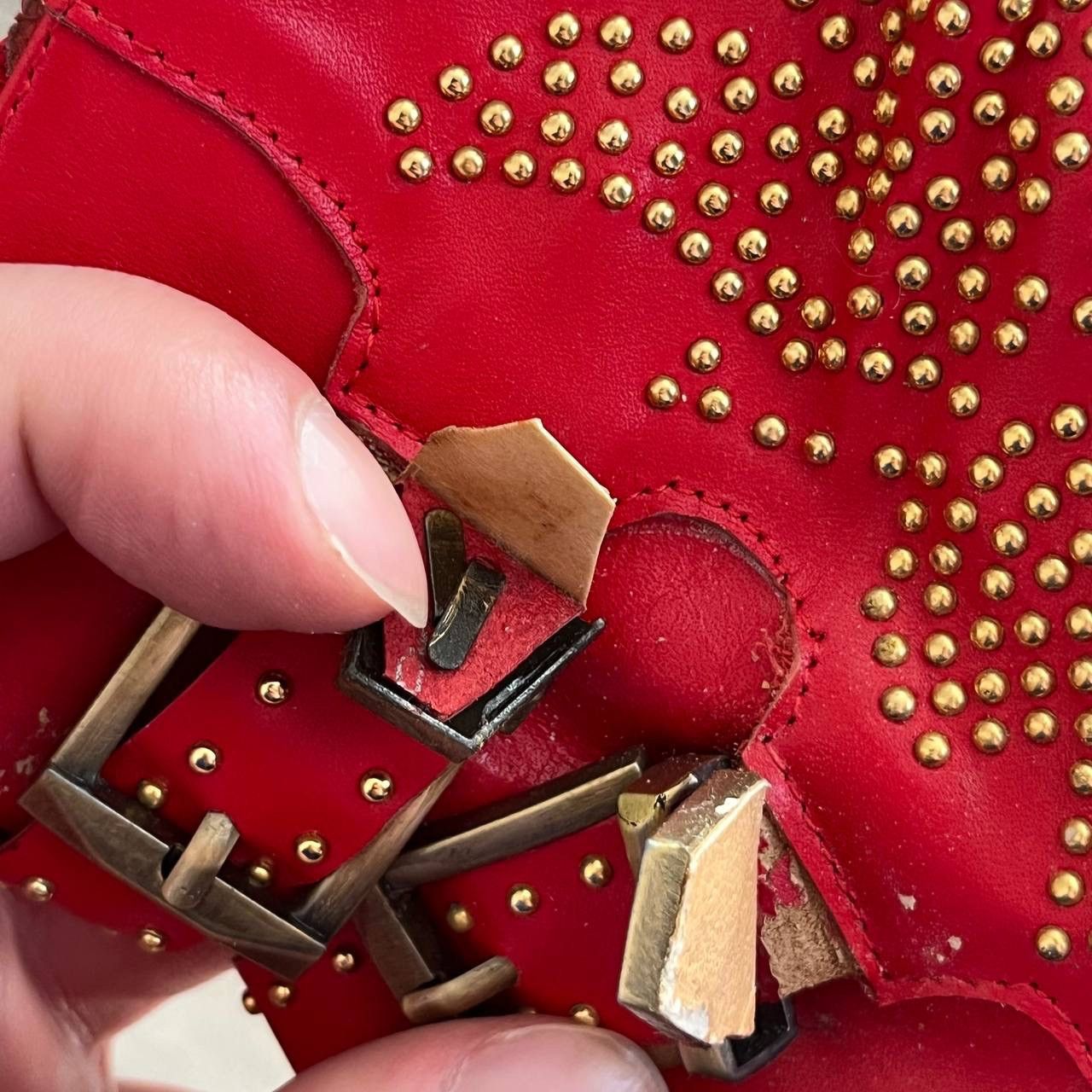 Chloe Chloé Red Studded Buckle Western Ankle Boots Pointed Toe Size US 7 / IT 37 - 12 Thumbnail