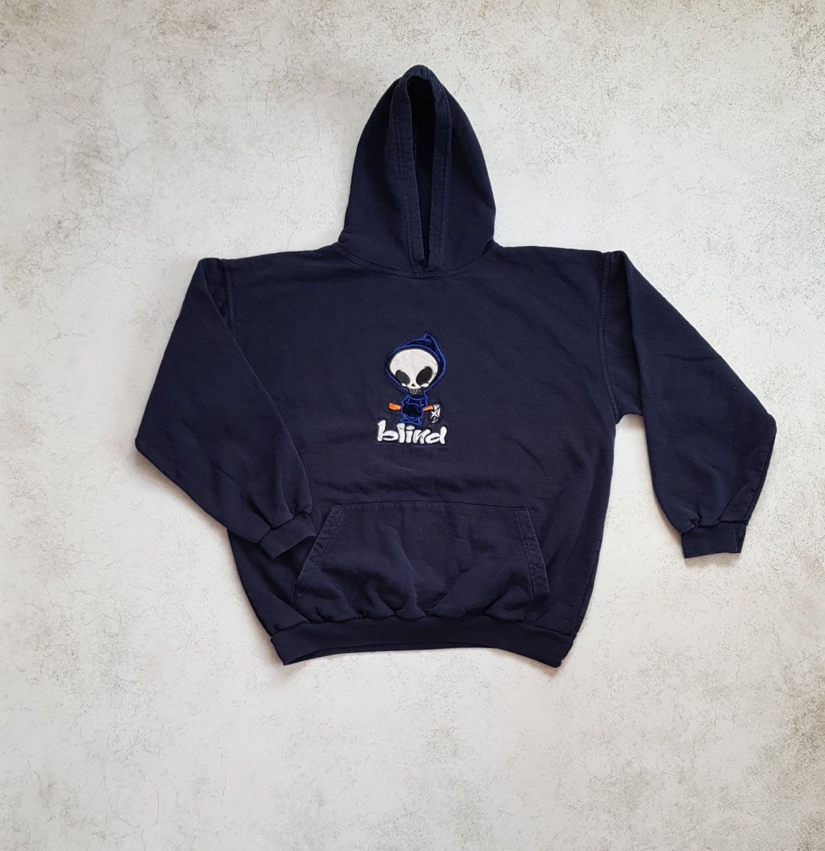 image of Alien Workshop x Hook Ups Blind Skateboards Vintage Hoodie in Navy, Men's (Size XL)