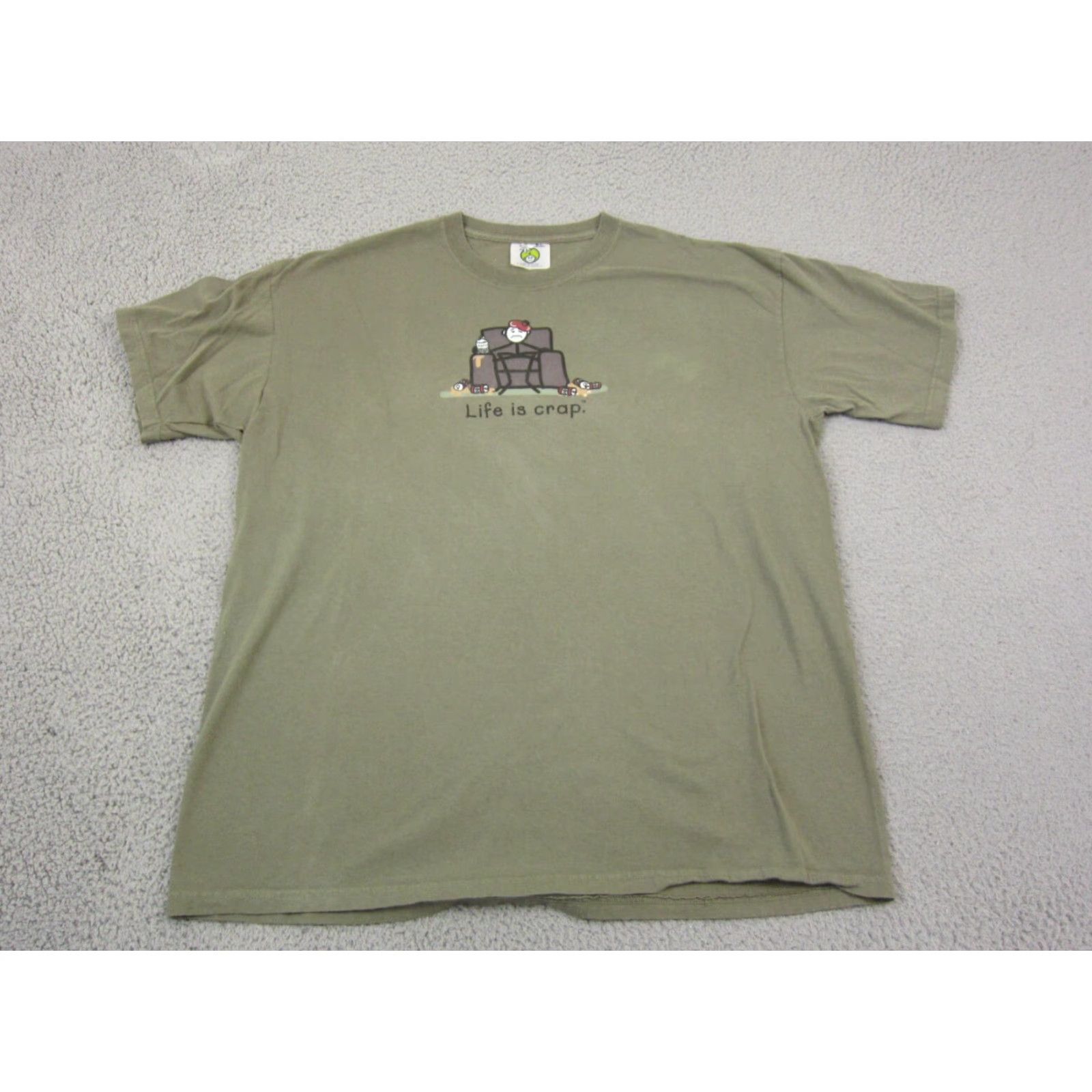 Alife Vintage Life is Crap Shirt Mens XL Green 80s 90s Retro Funny T-Shirt Short Sleeve Crew Neck Logo Cotton Jersey Size US XL / EU 56 / 4 - 2 Thumbnail