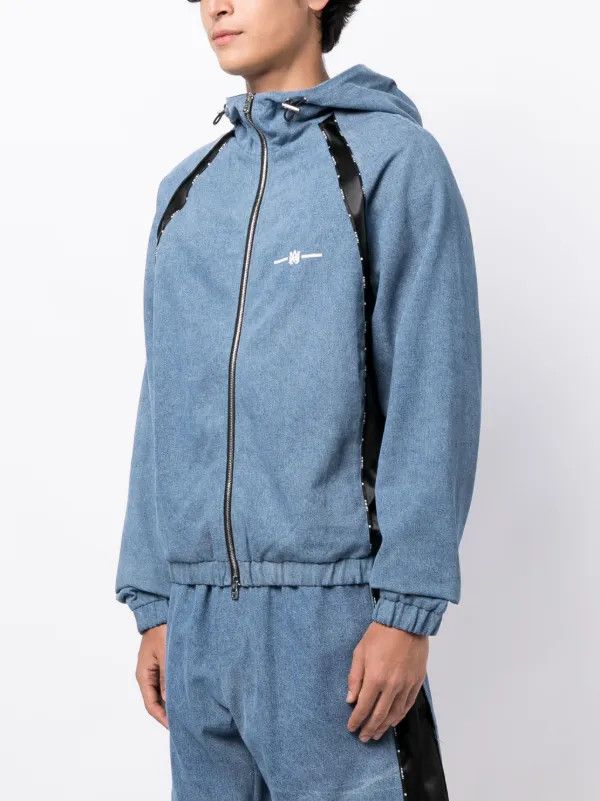 Amiri o1gr1nt0525 Satin/Denim Track Jacket in Blue/Black Size US M / EU 48-50 / 2 - 5 Thumbnail