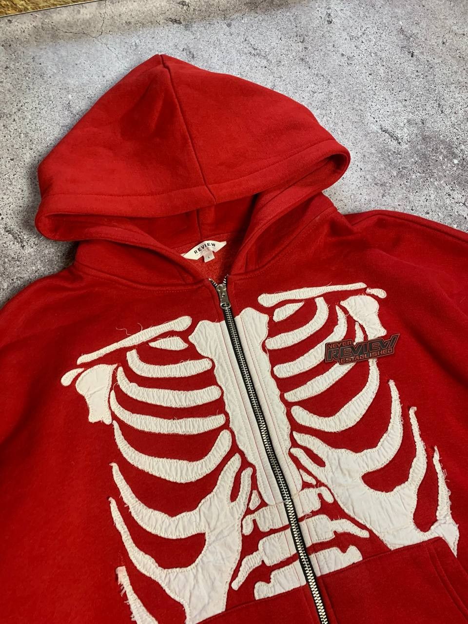 Japanese Brand Zip Up Hoodie Skeleton Vintage Overprint Red Full Zip Size US L / EU 52-54 / 3 - 3 Thumbnail