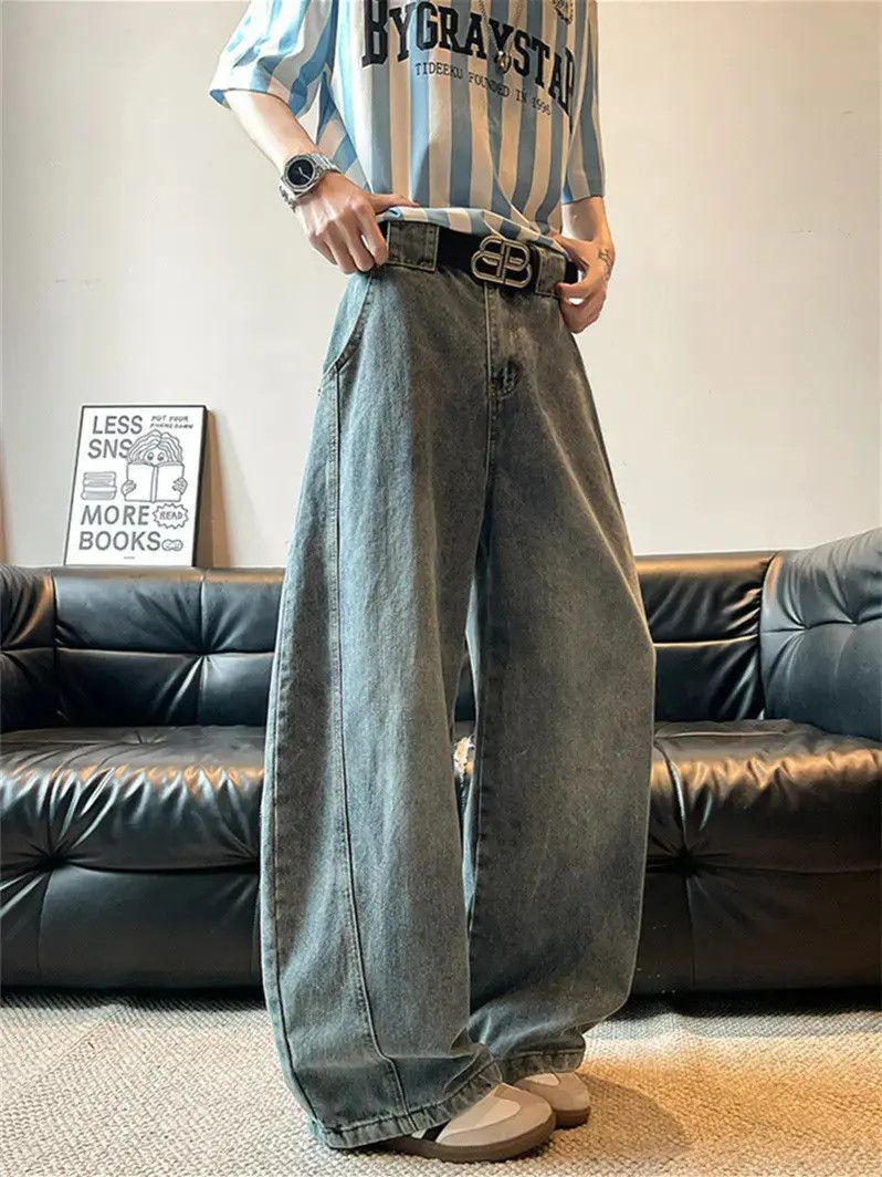 Japanese Brand Retro loose casual straight leg wide leg jeans Size US 32 / EU 48 - 4 Thumbnail