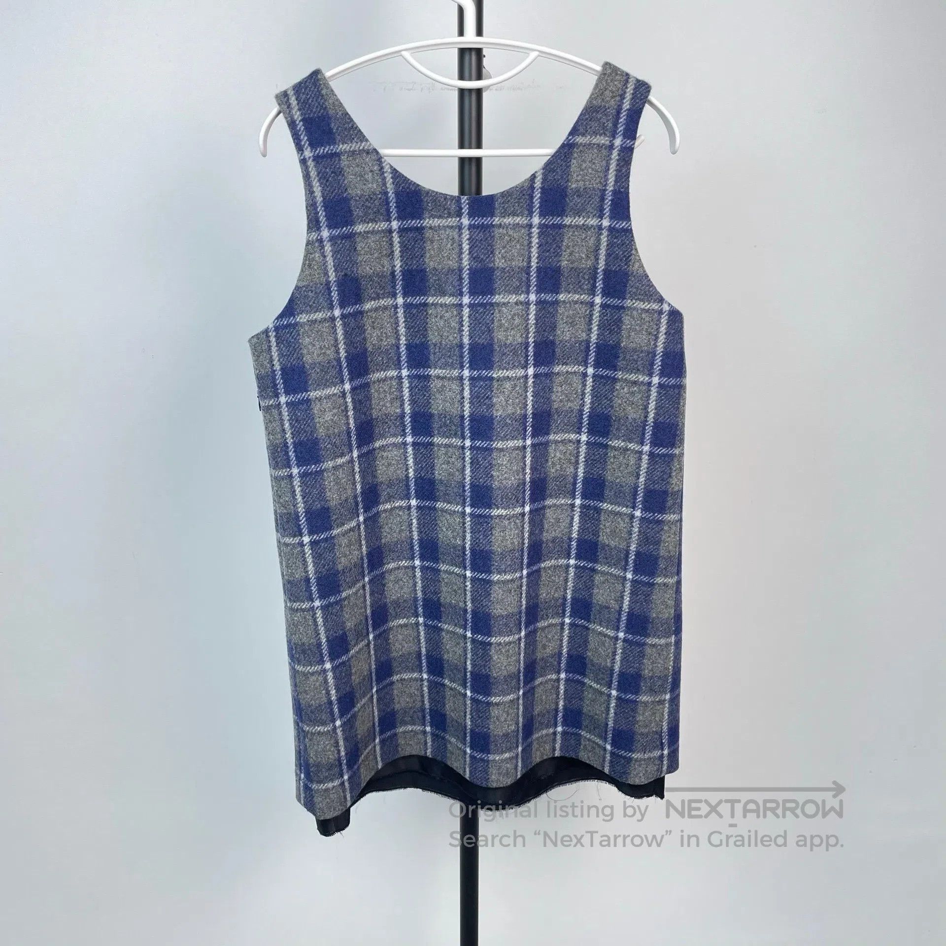 Miu Miu Miu Miu Autumn and winter blue-gray checkered mini wool dr Size S / US 4 / IT 40 - 2 Thumbnail