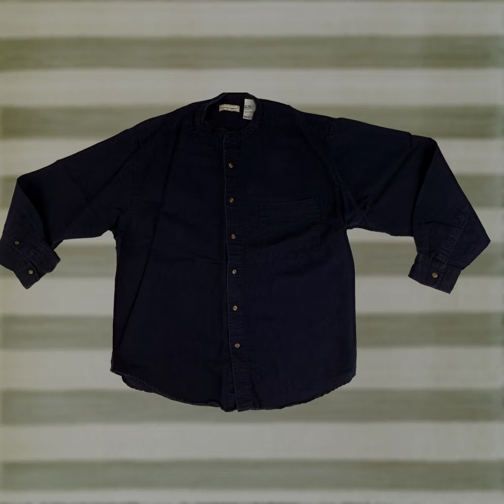 Bugle Boy VINTAGE Bugle Boy Button-Up Shirt XL Cotton Canvas Blue Collarless Short Collarless? Size US XL / EU 56 / 4 - 1 Thumbnail